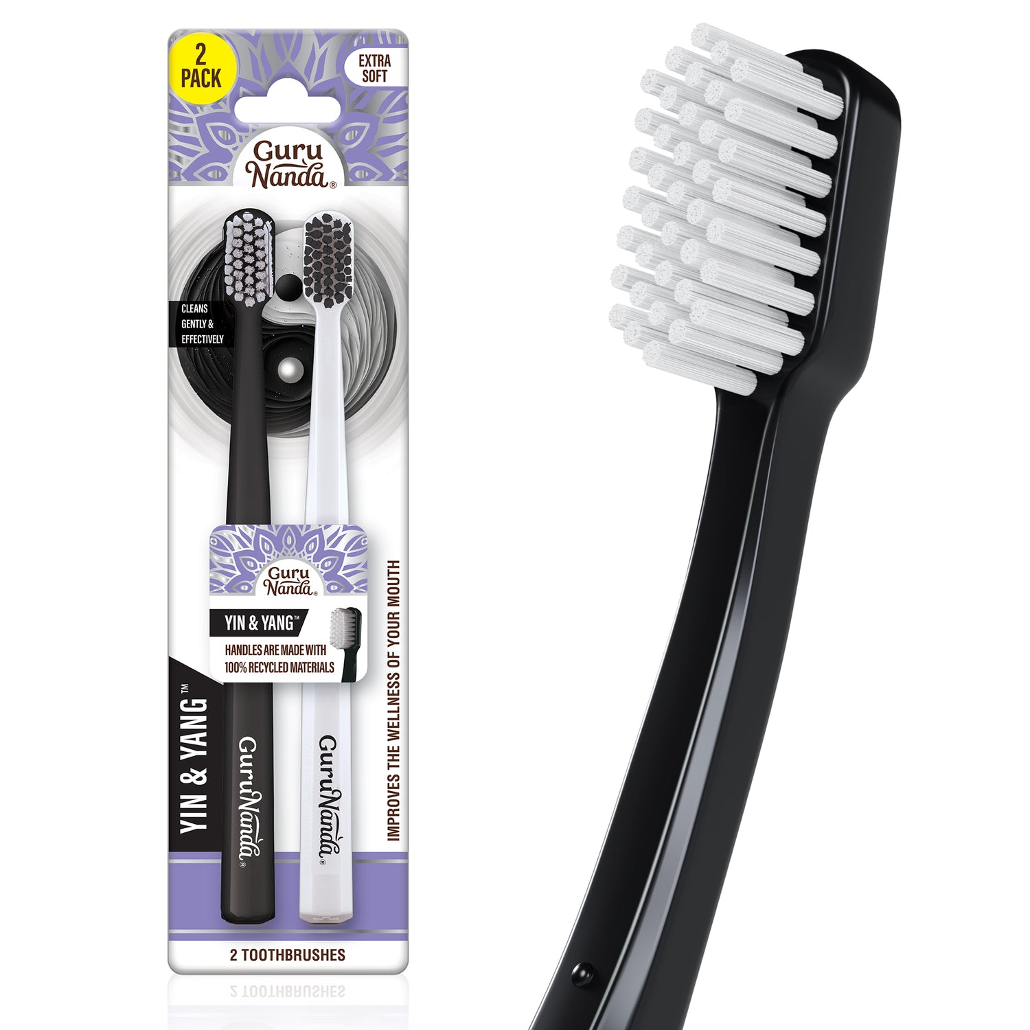 Yin Yang Toothbrush - Extra Soft Bristle - 2 Pack