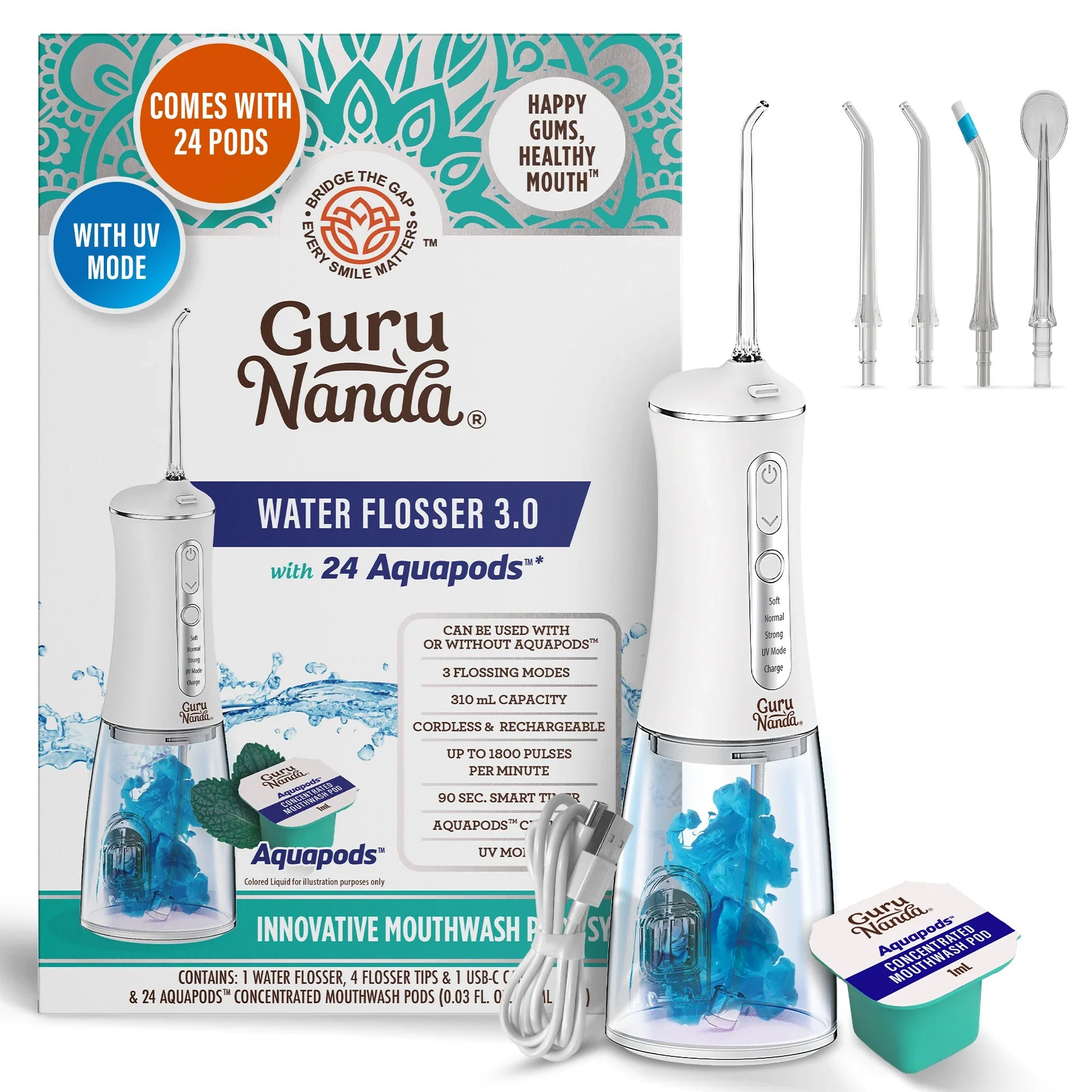 Advanced Water Flosser 3.0 with UV & 24 Aquapods