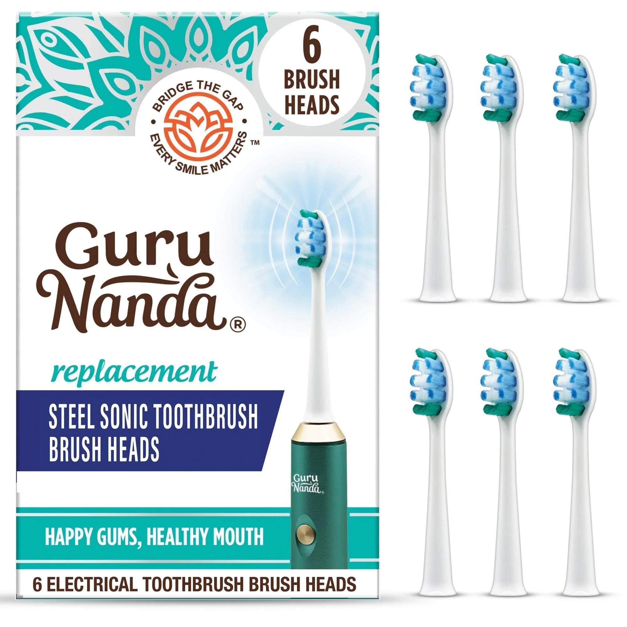 Têtes de brosse à dents sonique en acier de rechange - 6 unités