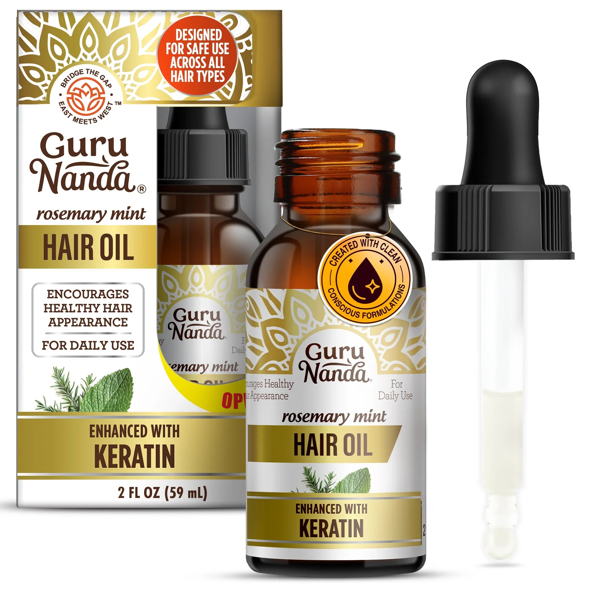 Rosemary Mint Hair Oil with Keratin - 2oz