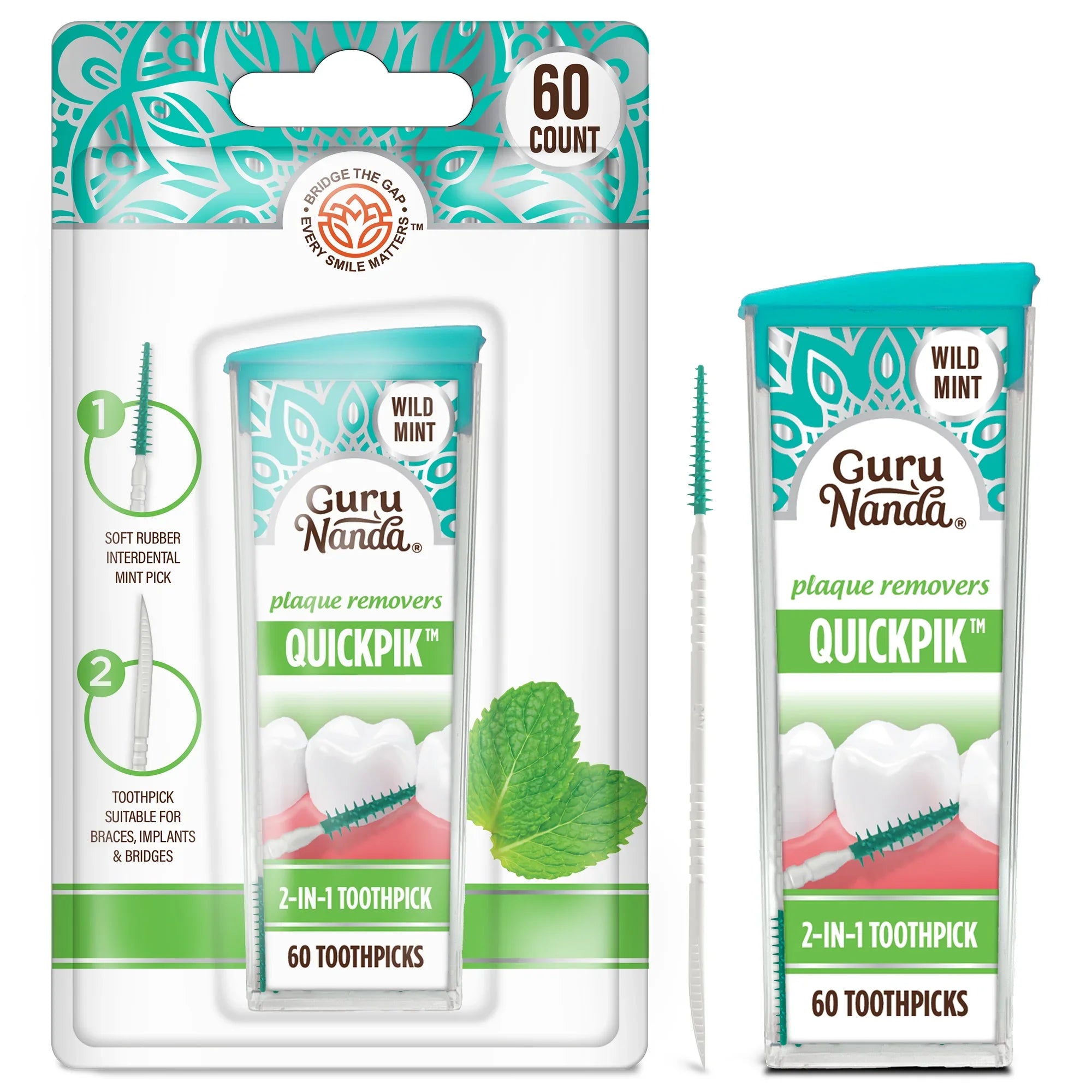 Cure-dents QuickPik 2 en 1 - 60 unités