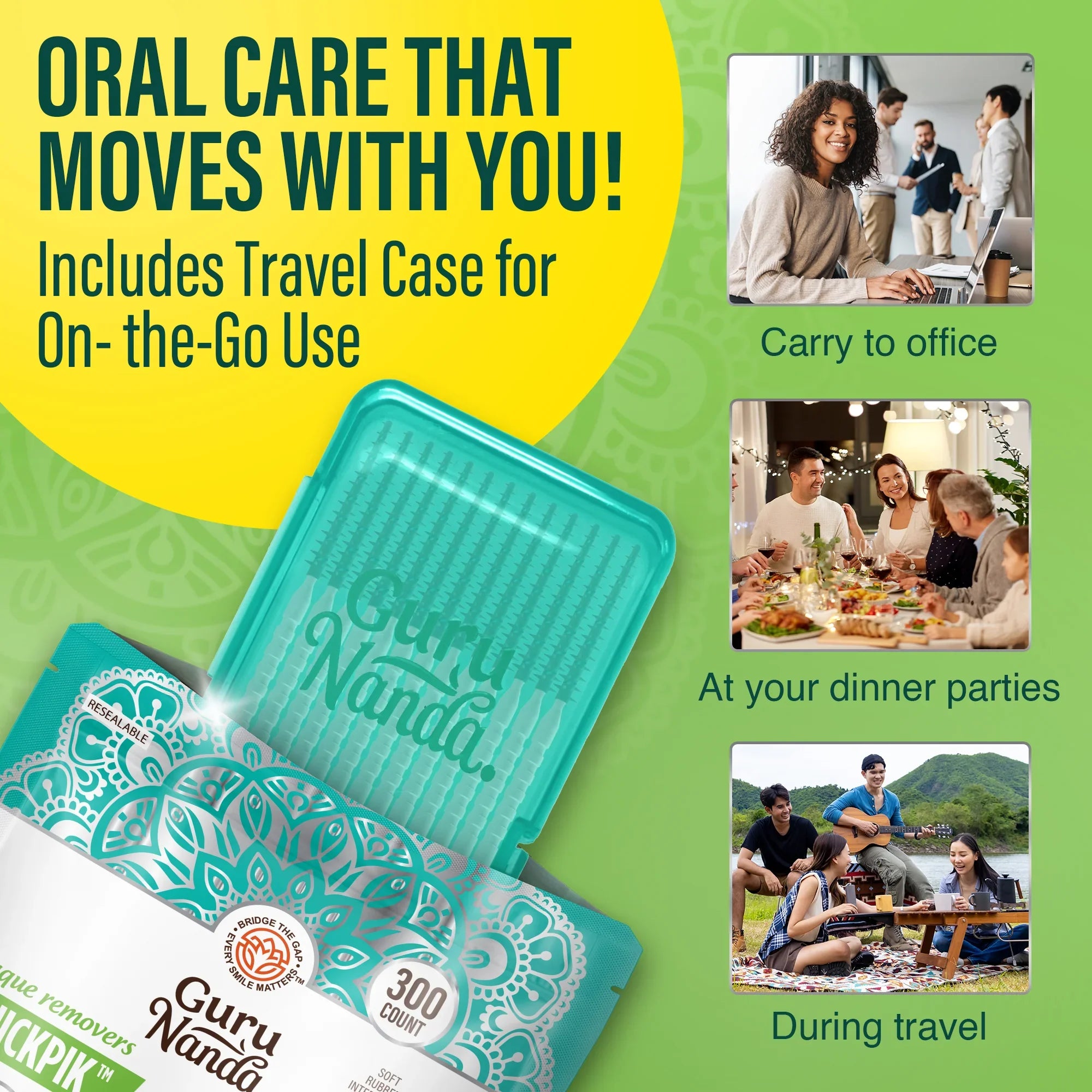 Cure-dents QuickPik 2 en 1 (300 unités) avec étui