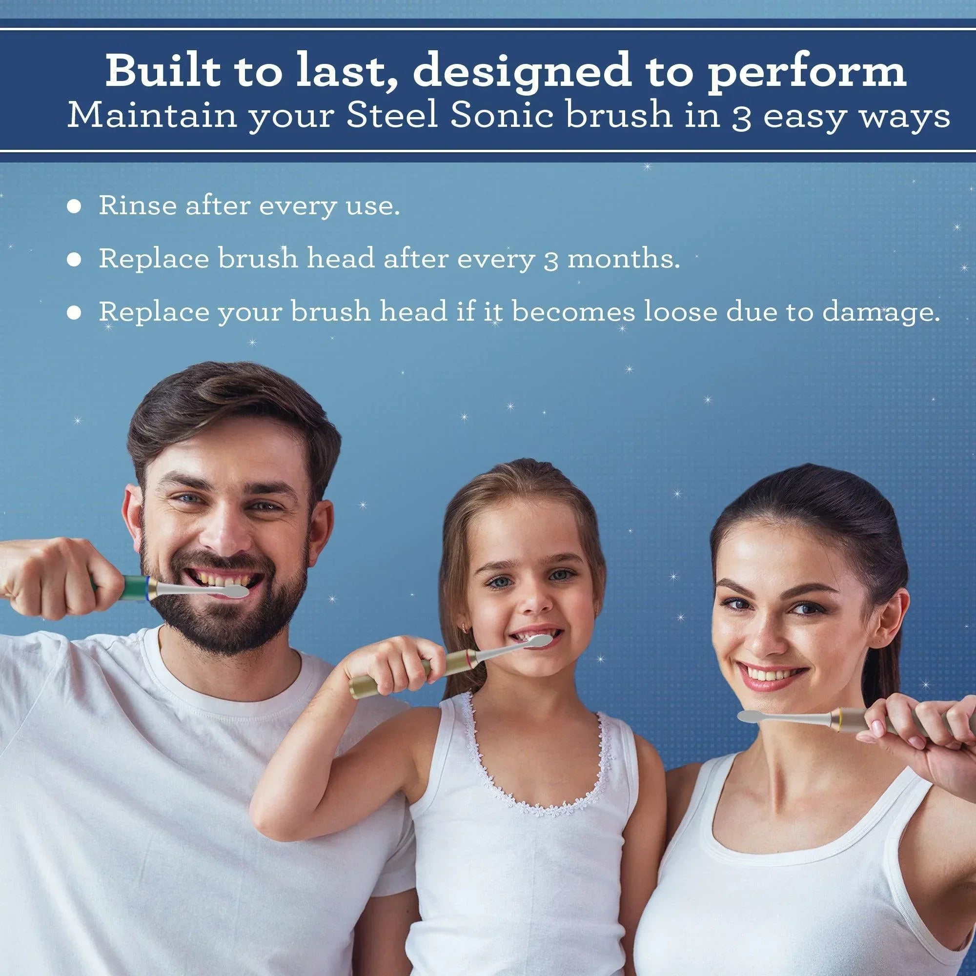 Têtes de brosse à dents sonique en acier de rechange - 6 unités