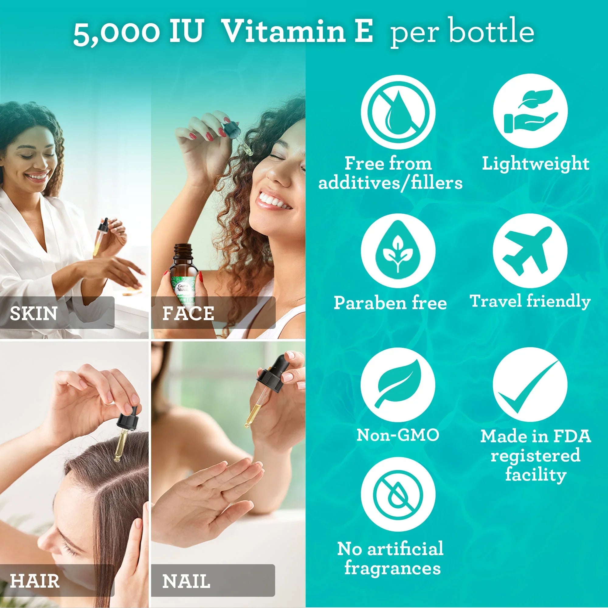 Huile de vitamine E (5 000 UI) - 2 oz