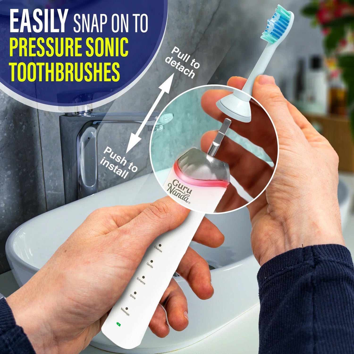 Essential Replacement Brush Heads for Pressure Sensor Sonic Toothbrush - 6 Count