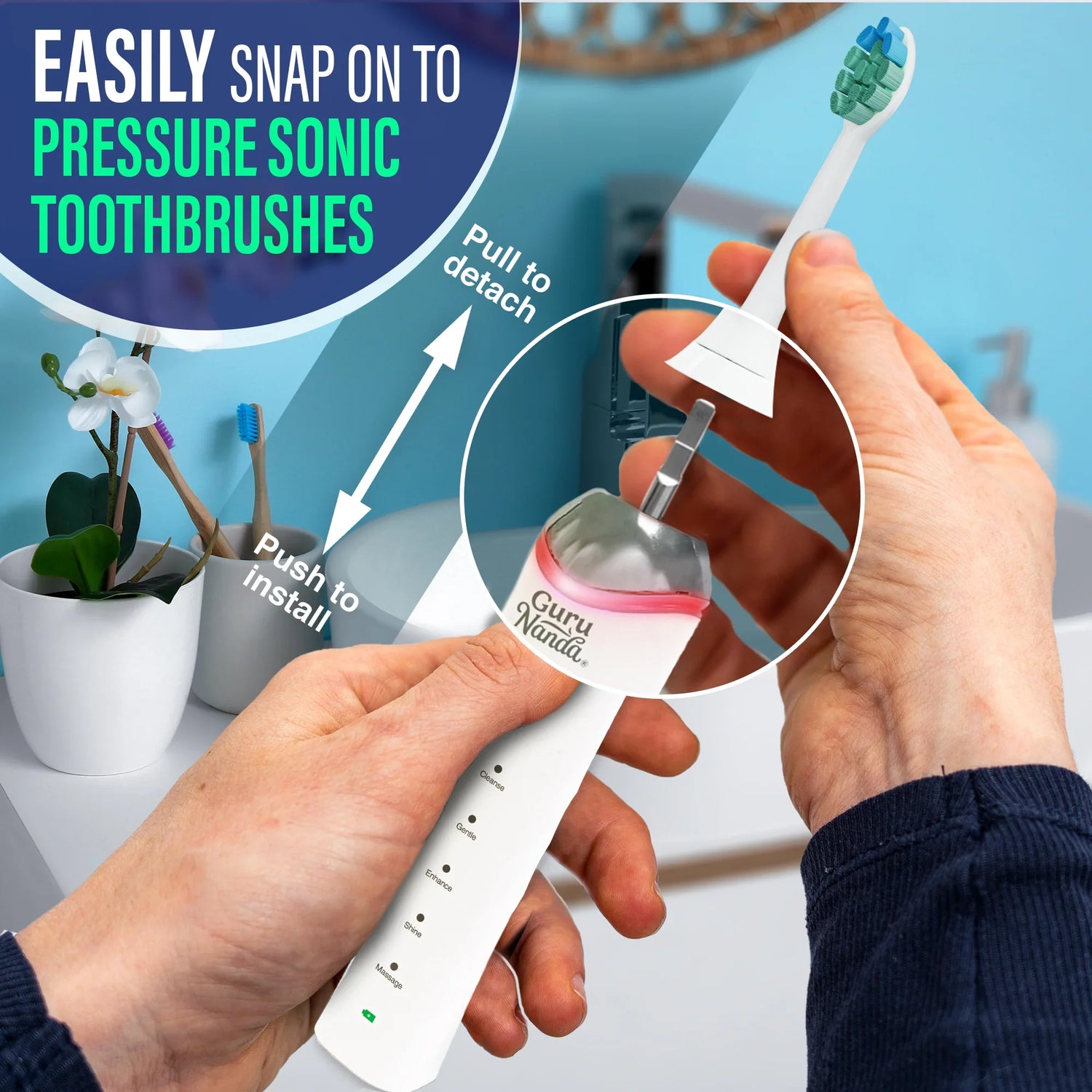 Advanced Replacement Brush Heads for Pressure Sensor Sonic Toothbrush - 6 Count