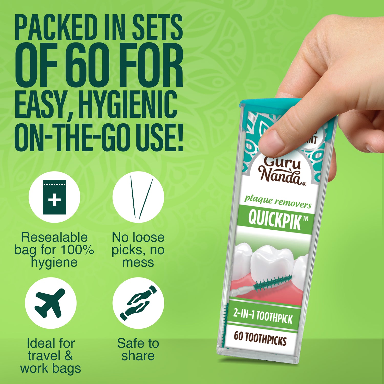 2-in-1 QuickPik Toothpick - 60 Count