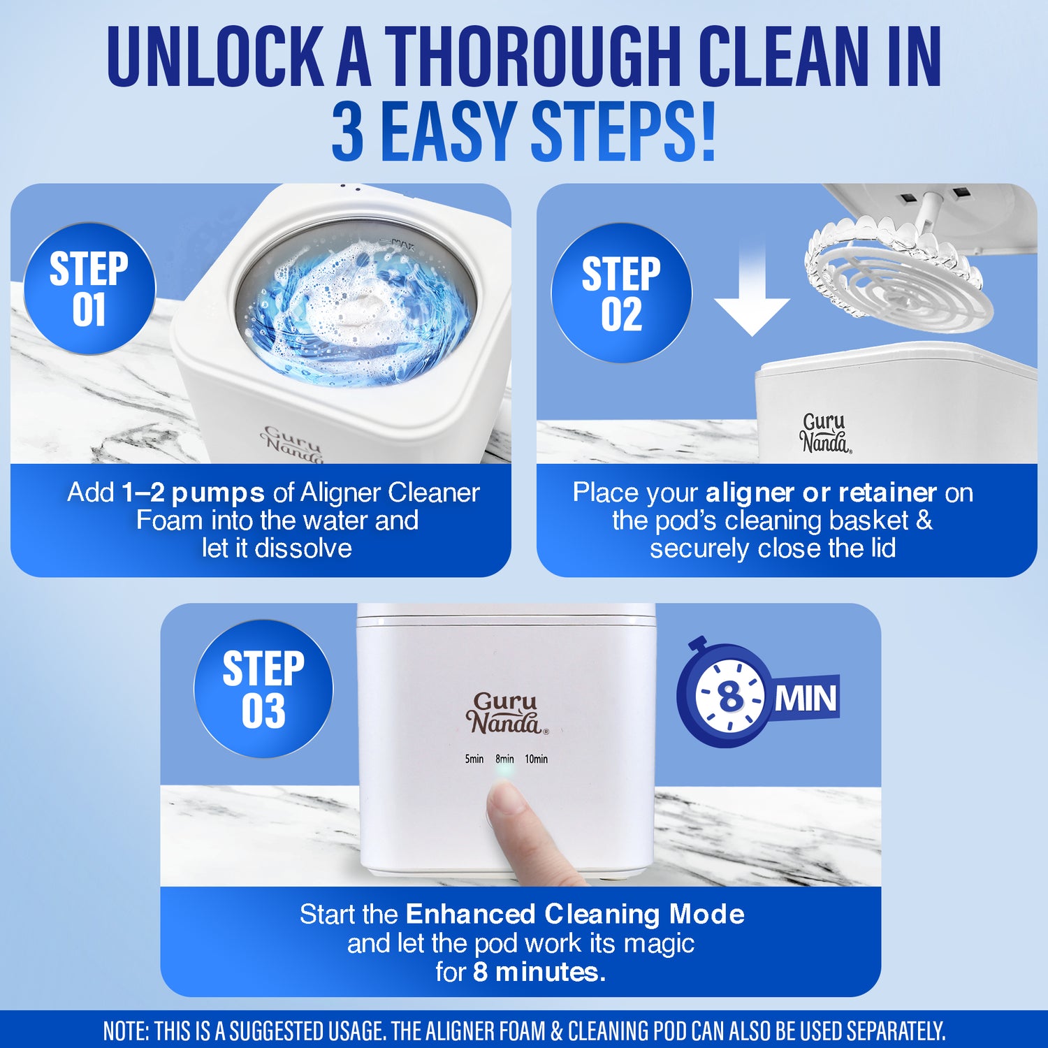 Retainer, Denture & Aligner Foam Cleaner & Cleaning Pod