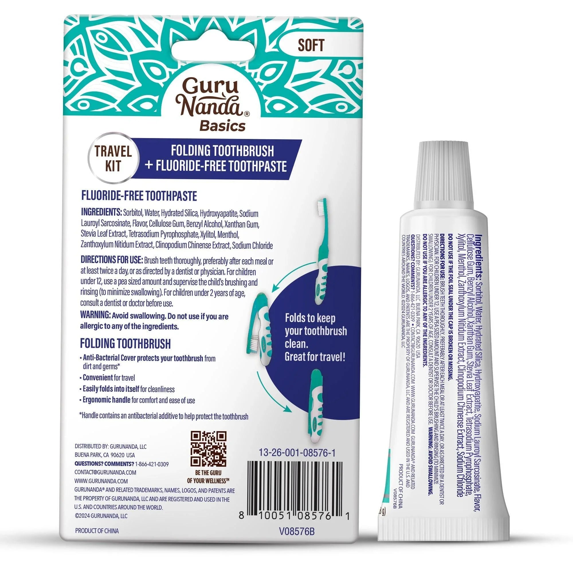 Brosse à dents de voyage pliable avec dentifrice