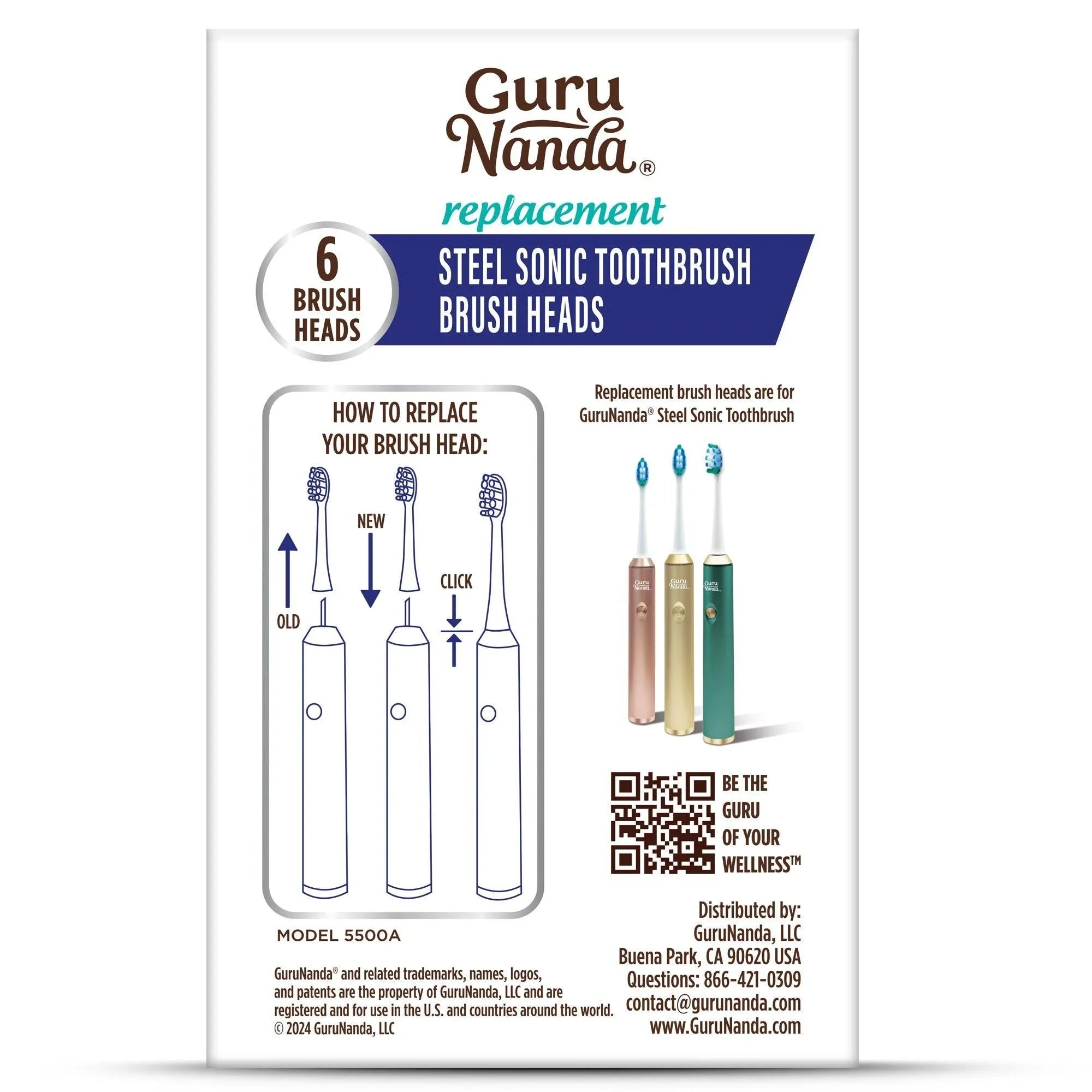 Têtes de brosse à dents sonique en acier de rechange - 6 unités