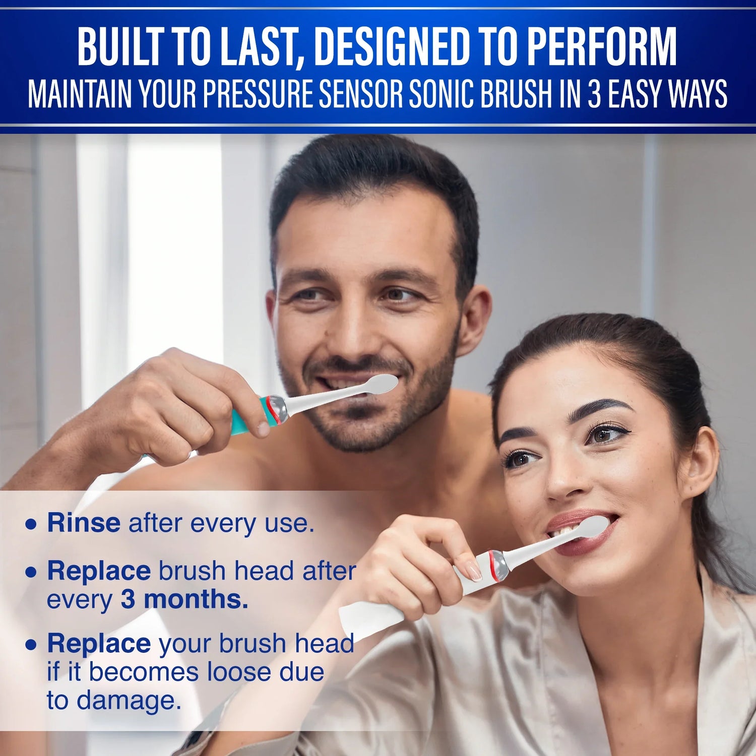 Essential Replacement Brush Heads for Pressure Sensor Sonic Toothbrush - 6 Count