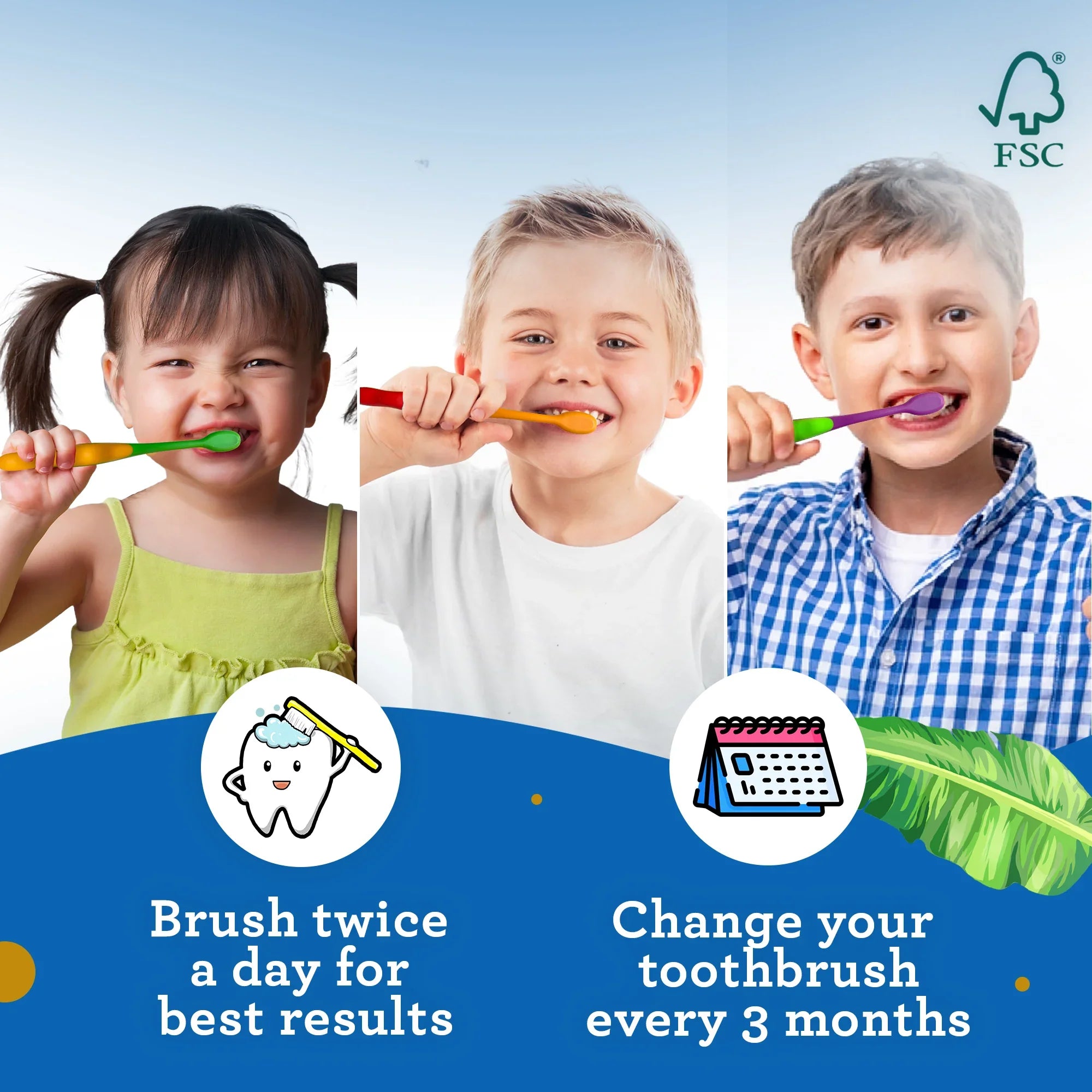 Brosse à dents pour enfants avec beurre sur les gencives - Lot de 4