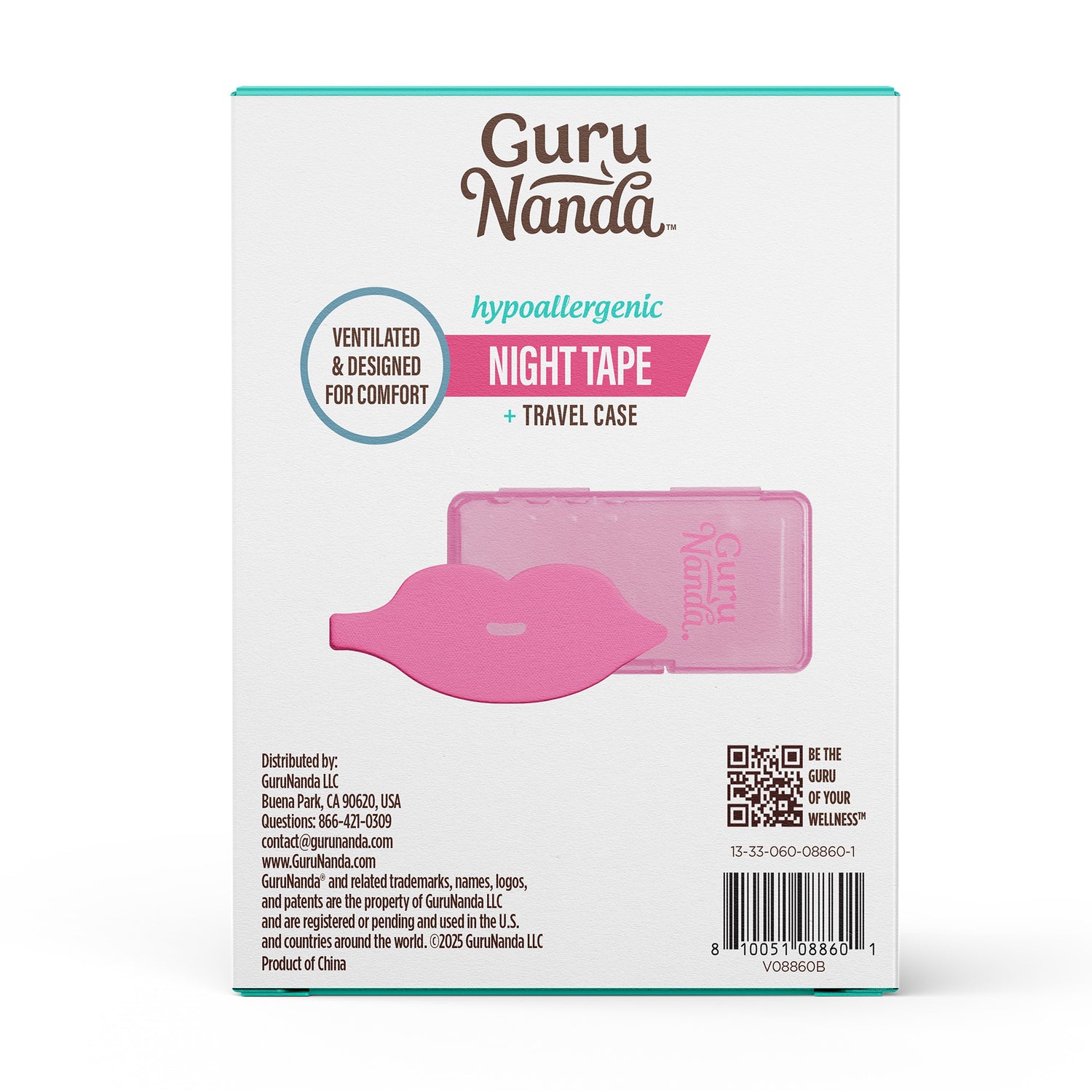 Pink Lip Shaped Night Tape with Case - 60 Count