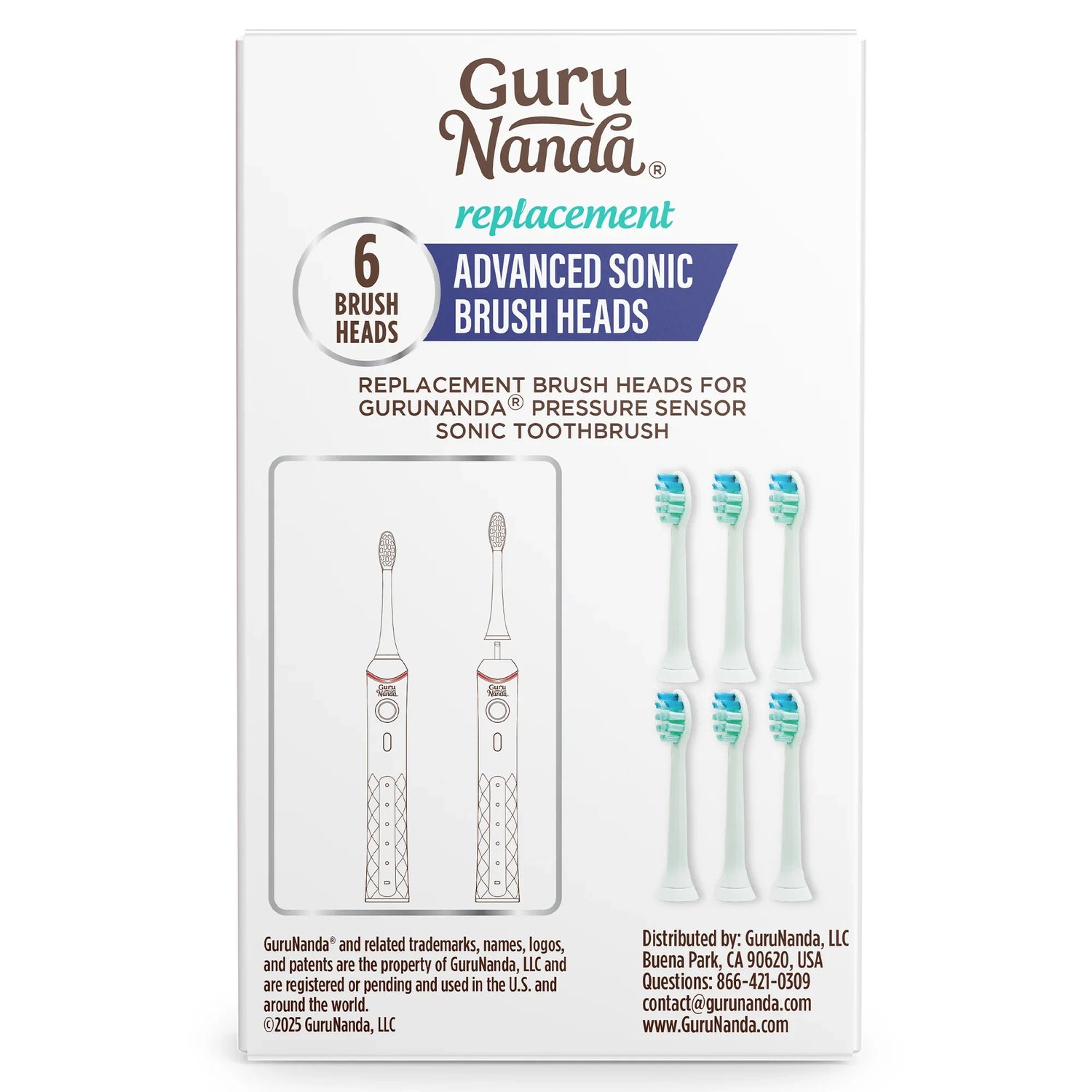 Advanced Replacement Brush Heads for Pressure Sensor Sonic Toothbrush - 6 Count