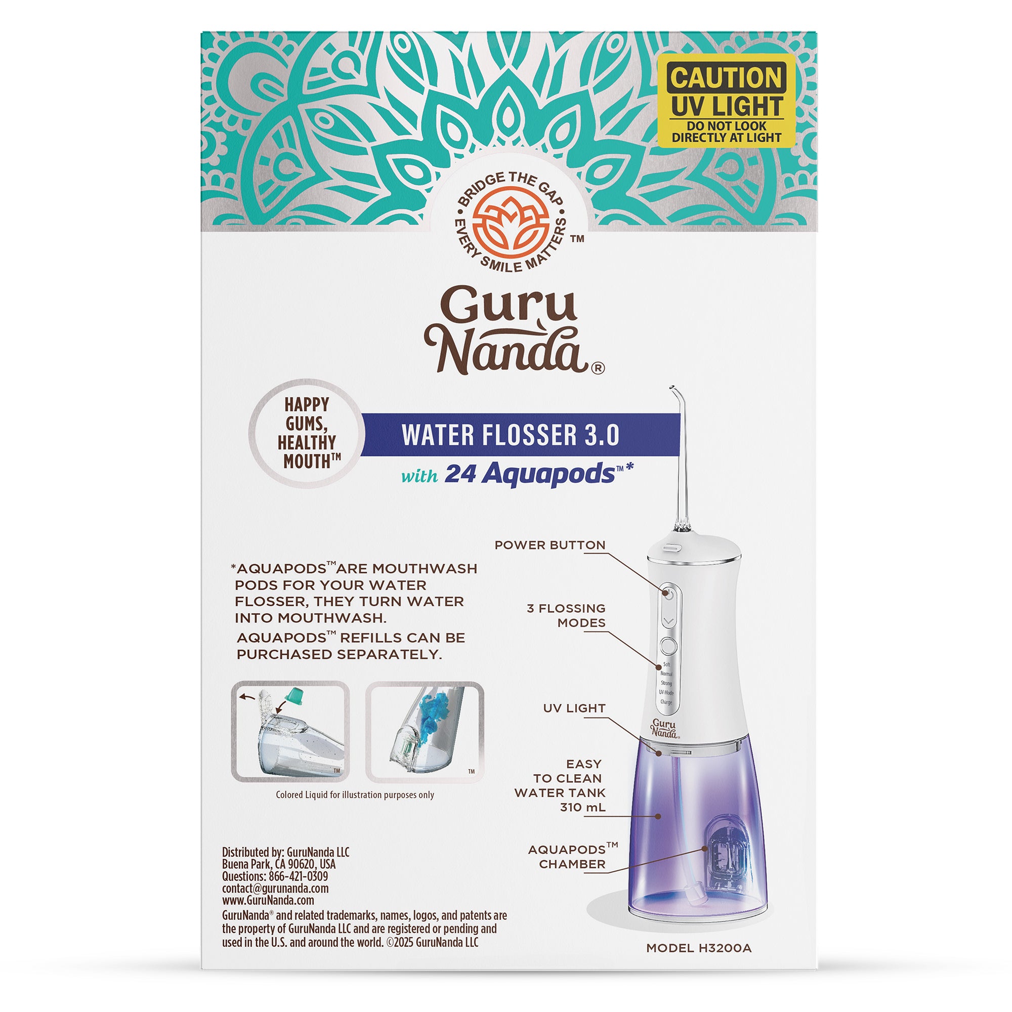 Advanced Water Flosser 3.0 with UV + 24 Aquapods