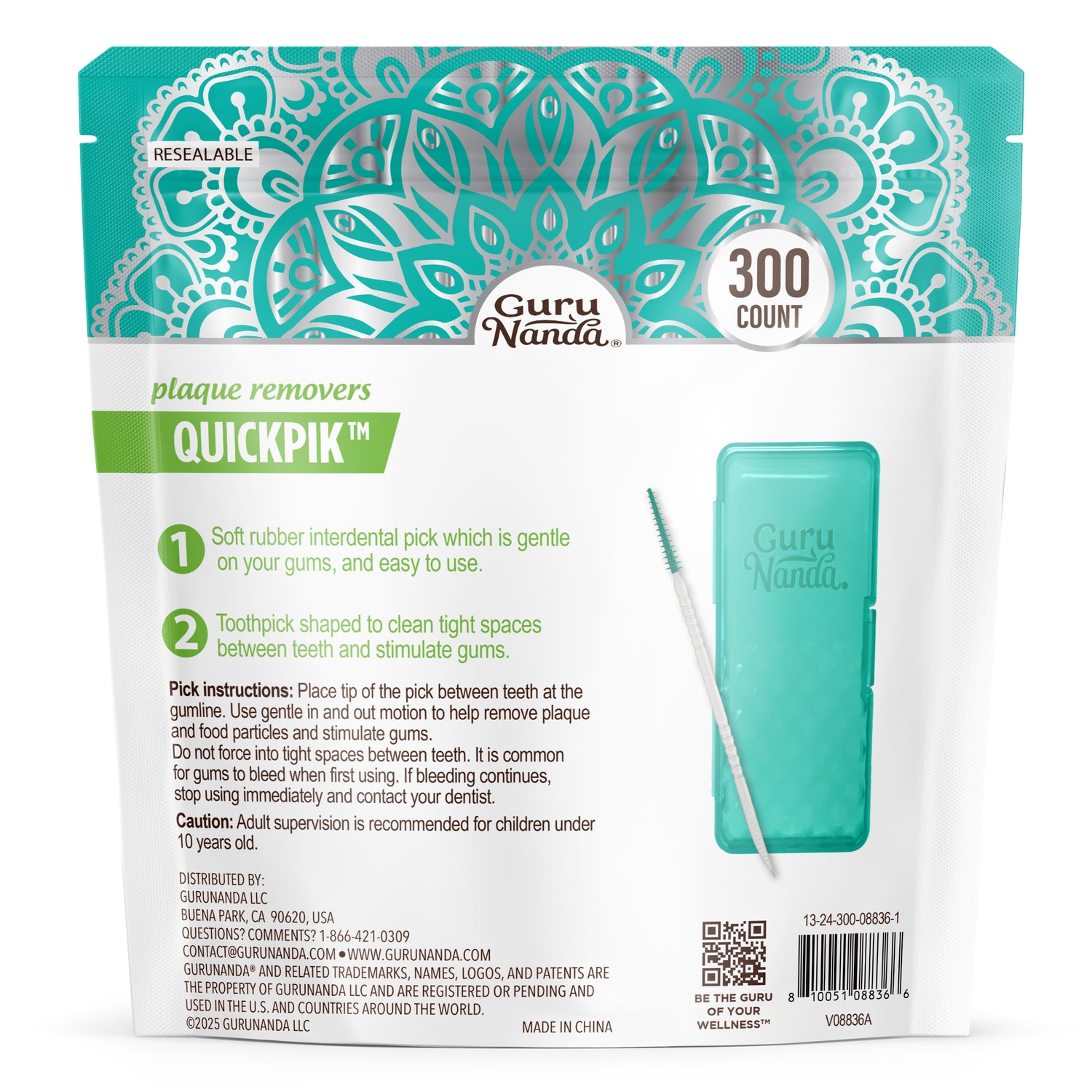 2-in-1 QuickPik Toothpick(300 Count) with Case