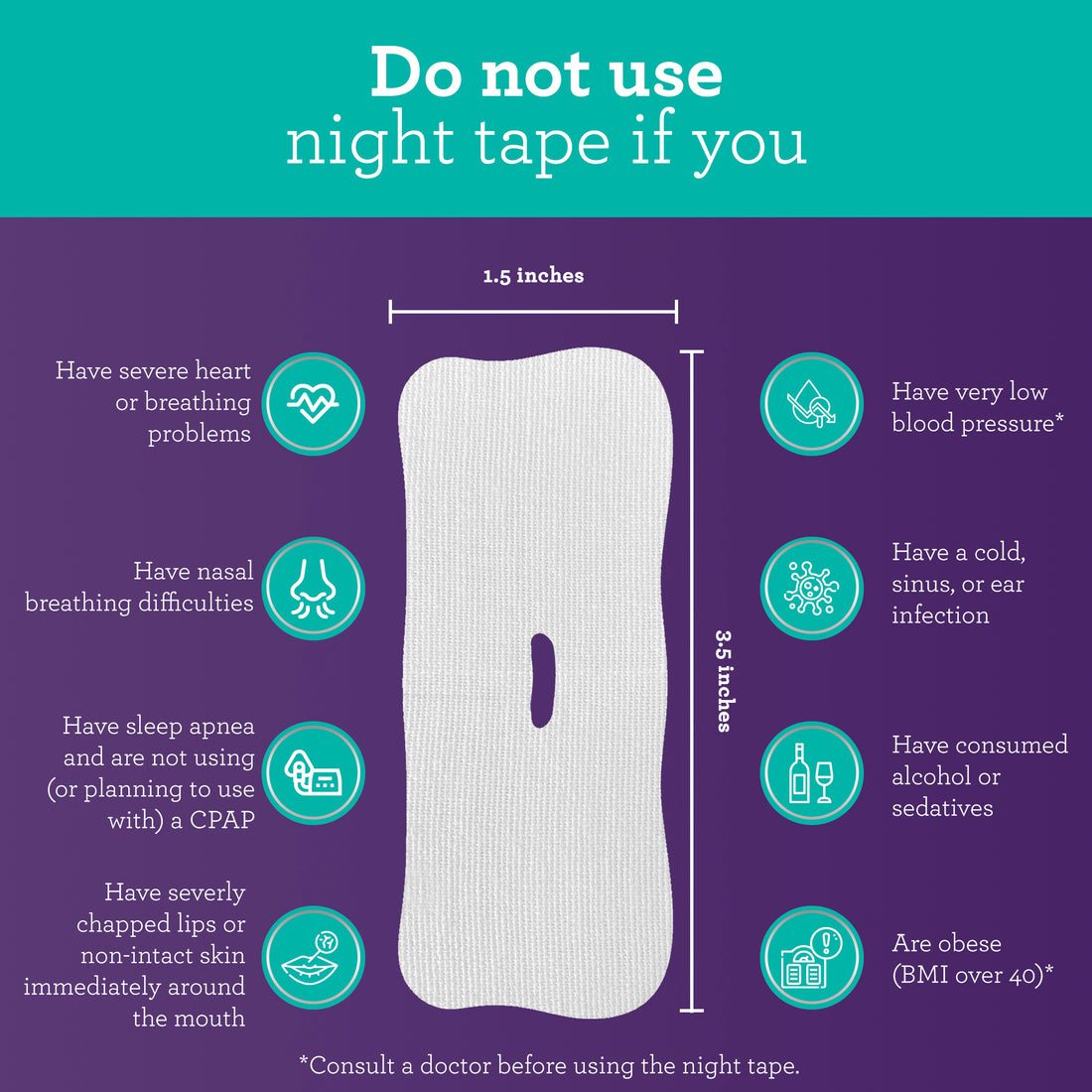 Night Tape - White - 8 Count