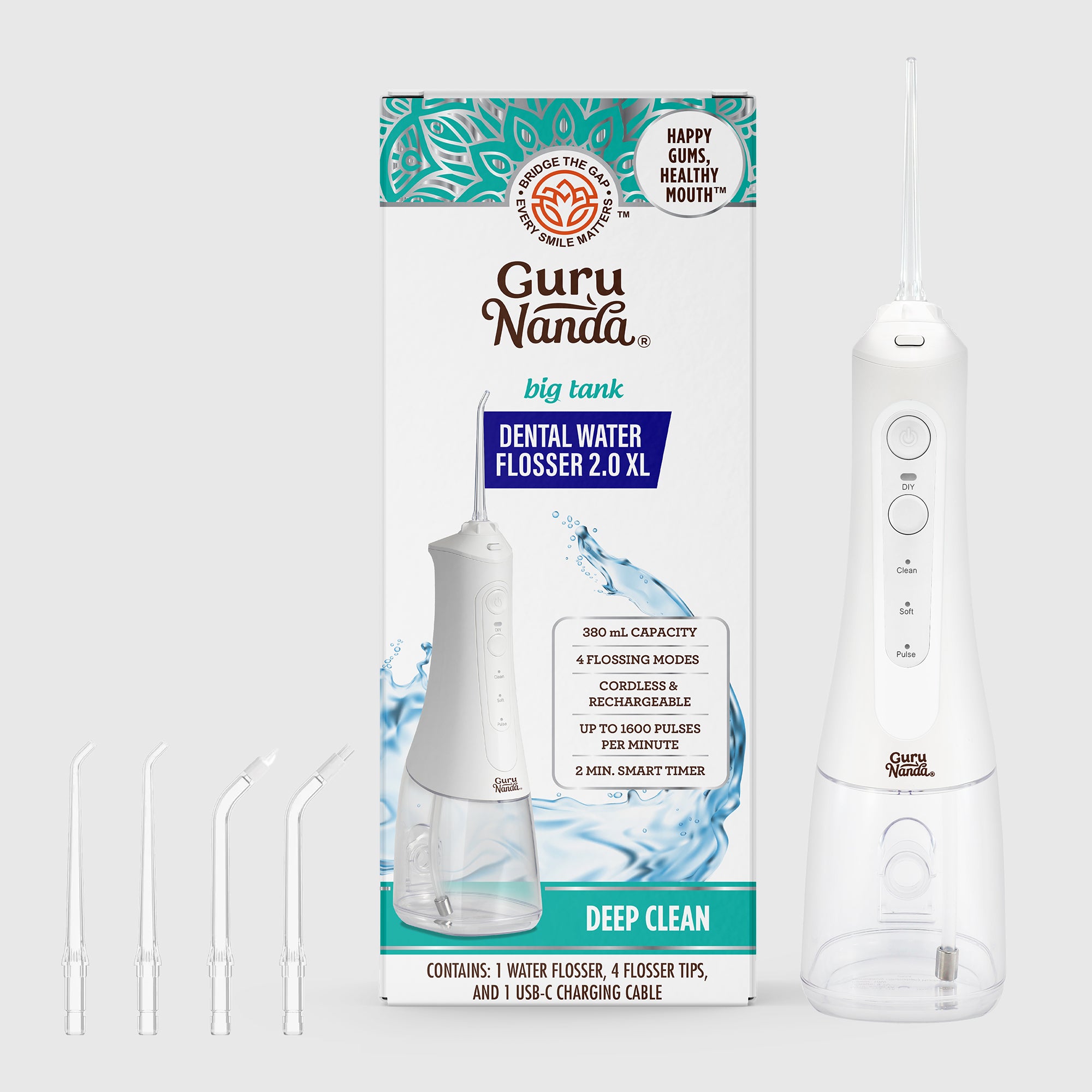 Deep Clean Dental Water Flosser 2.0 XL (380ml) – GuruNanda