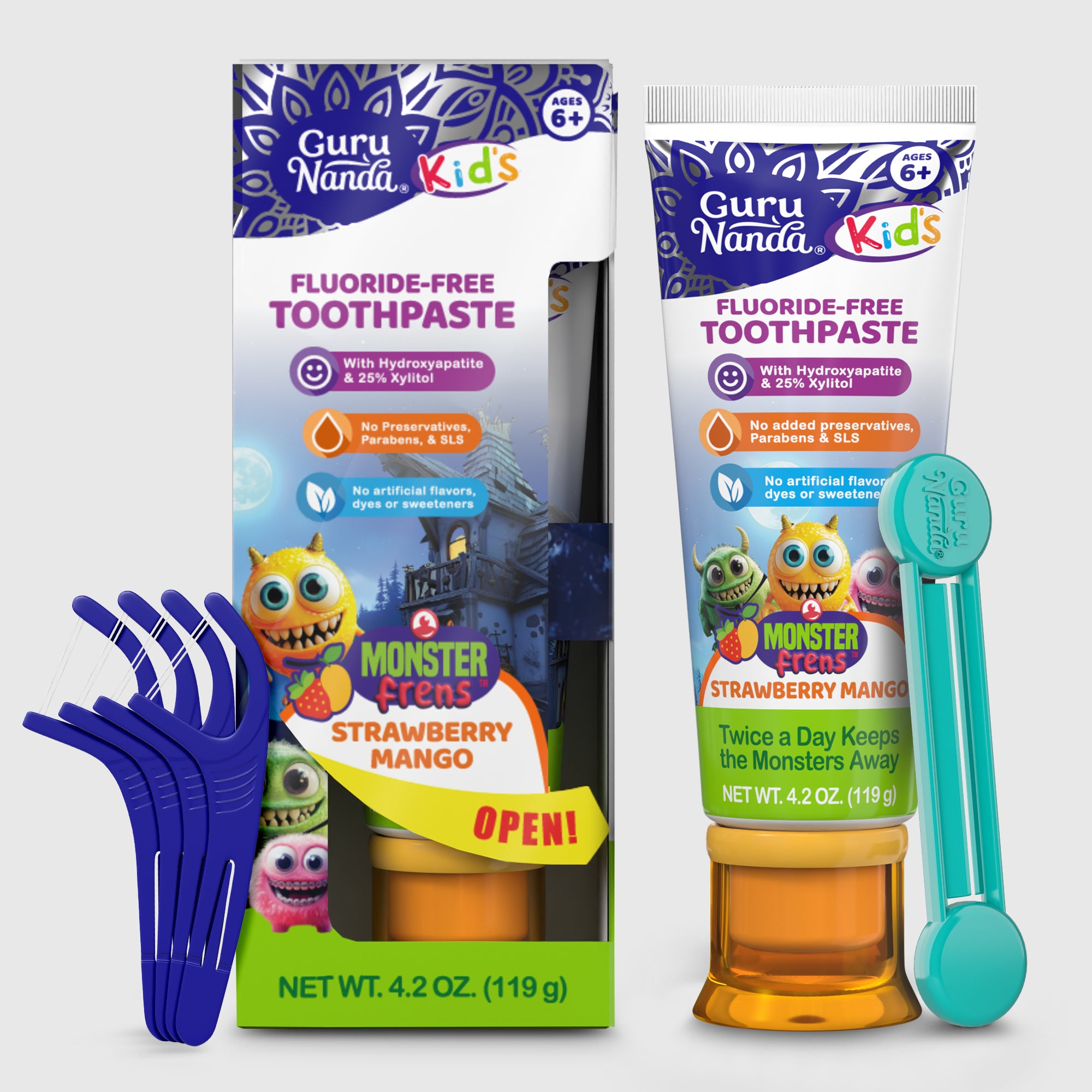Pasta de dientes infantil con xilitol e hidroxiapatita, fresa y mango – 4.2 oz