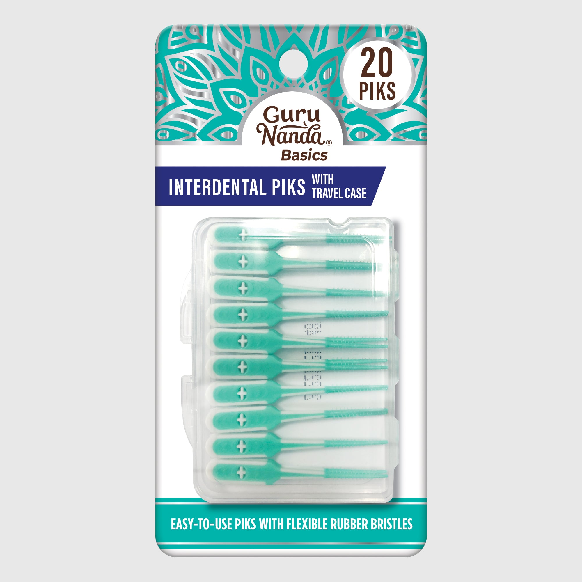 nandaro Interdental Picks with Travel Case – 20 Count – GuruNanda