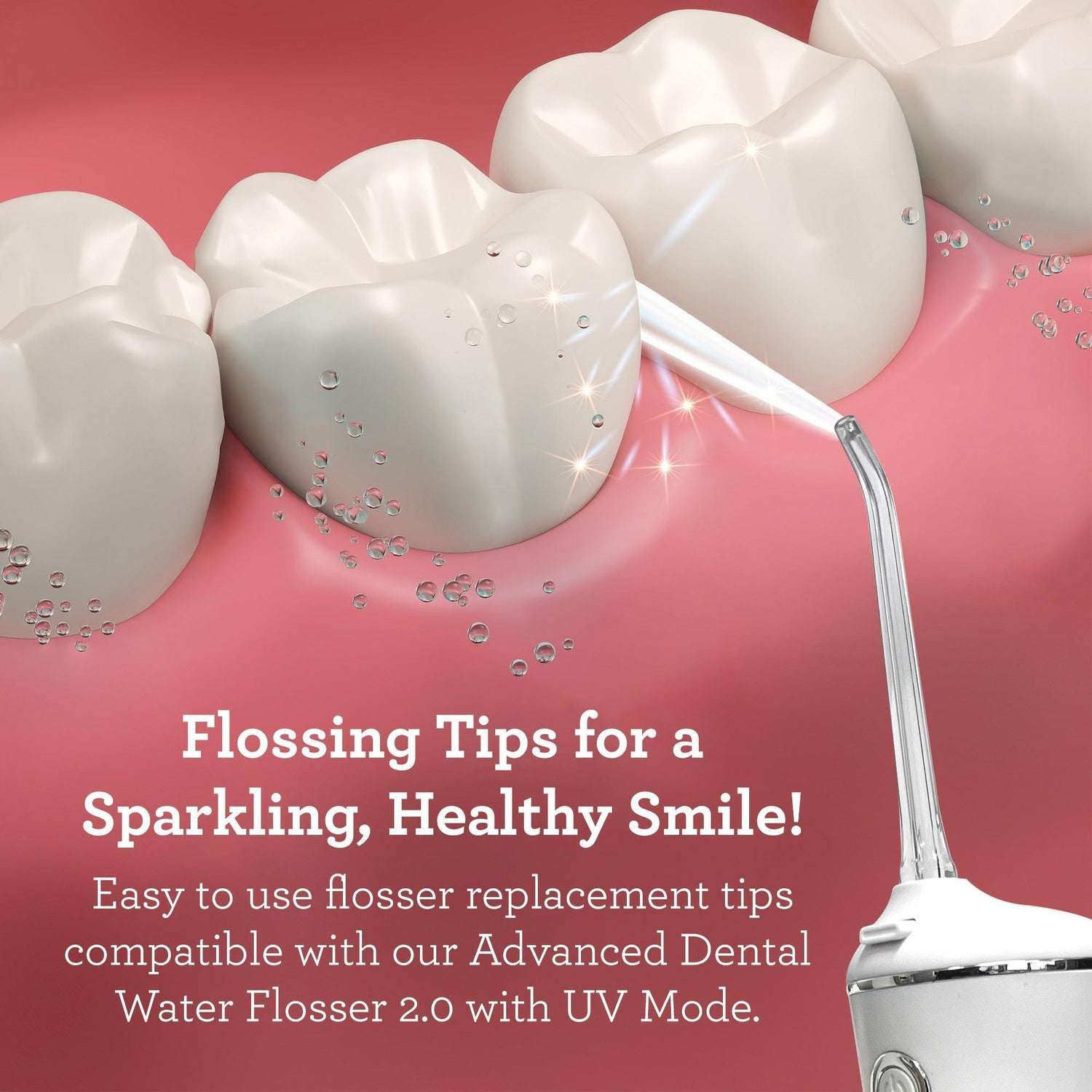 Replacement Flosser Tips (6 Pack) - Compatible with Water Flosser 2.0 & 3.0 (with UV Mode)