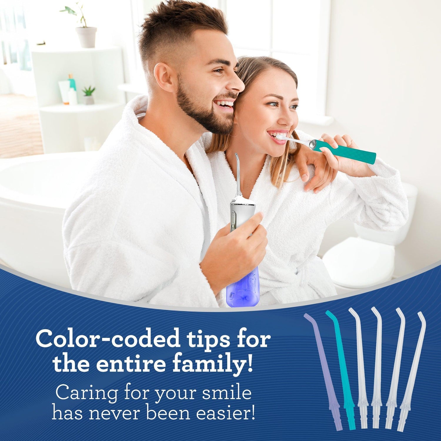 Replacement Flosser Tips (6 Pack) - Compatible with Water Flosser 2.0 & 3.0 (with UV Mode)