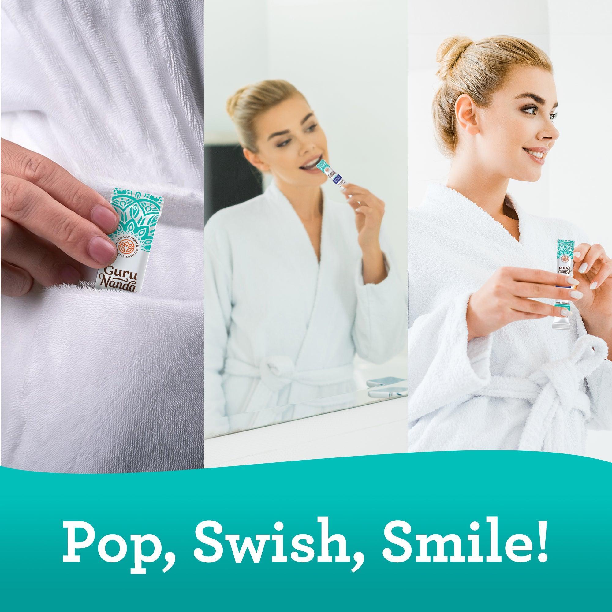 Sachets de voyage avec huile de coco et 7 huiles essentielles pour le bain de bouche - 7 unités
