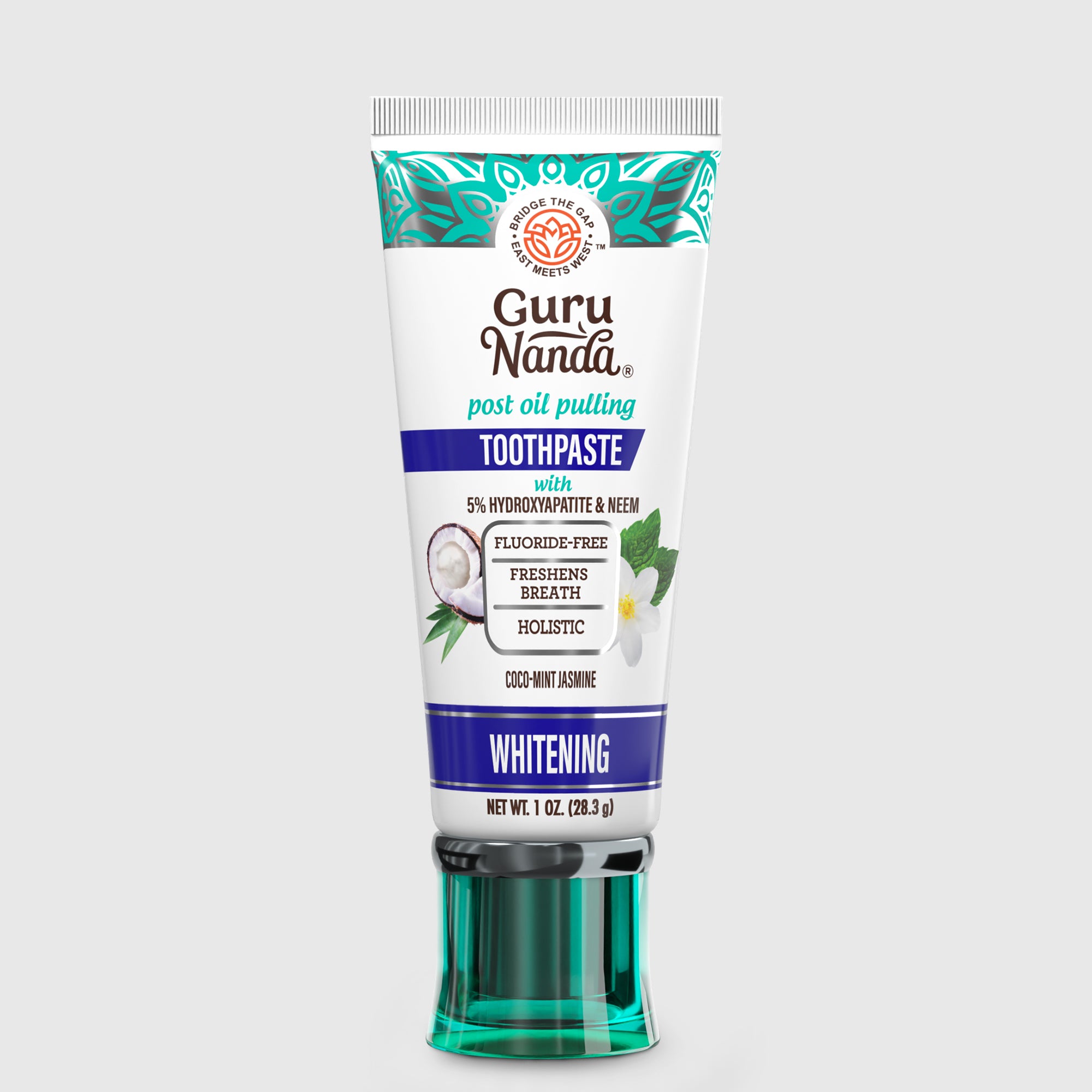 Pasta de Dientes Blanqueadora con Hidroxiapatita y Neem Tamaño Viaje, Sin Flúor – 28 g