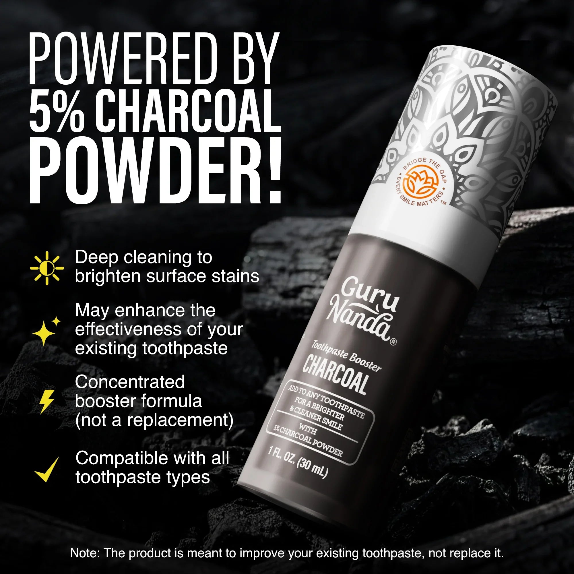 Potenciador de Pasta Dental con Carbón Activado al 5% – 29,5 ml