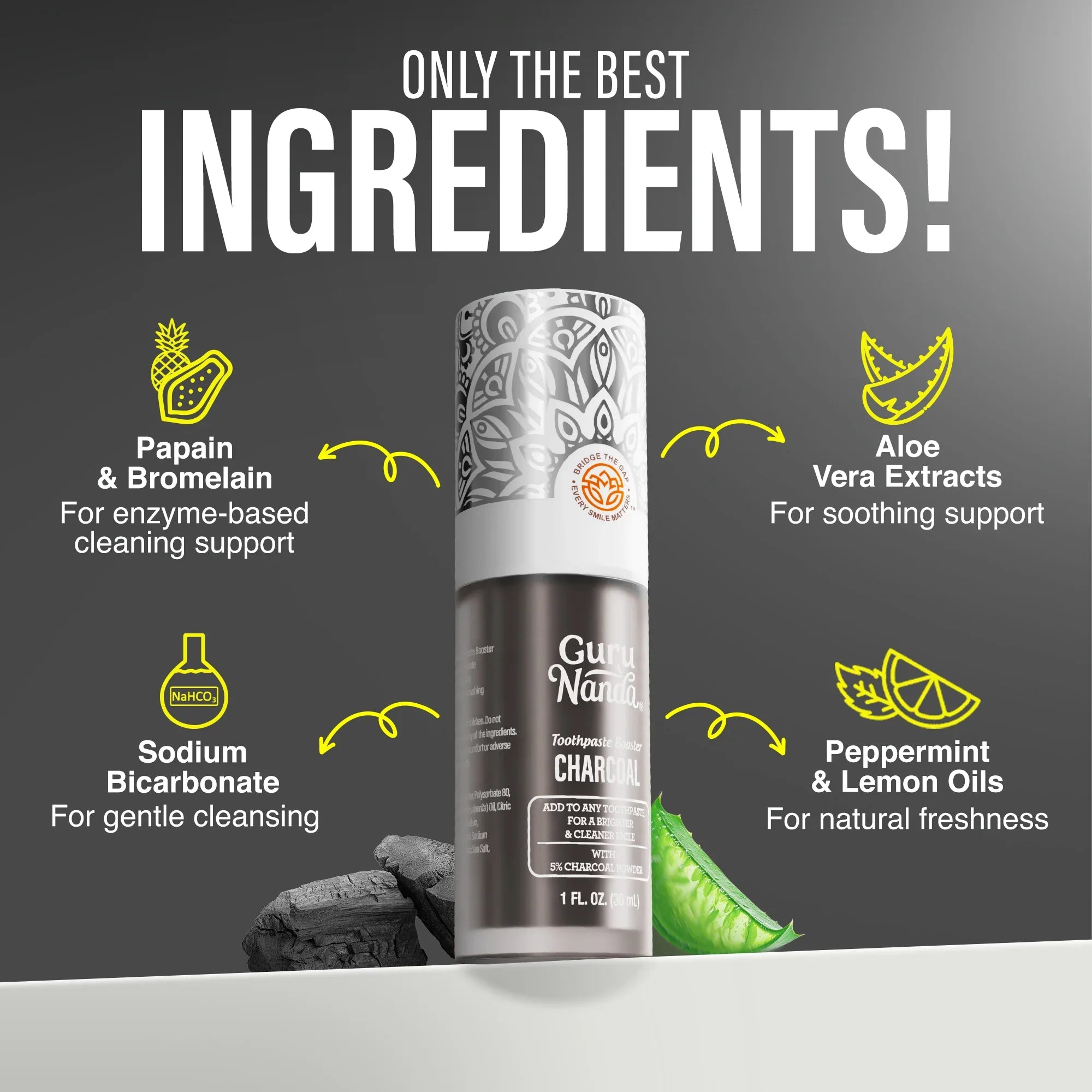 Potenciador de Pasta Dental con Carbón Activado al 5% – 29,5 ml