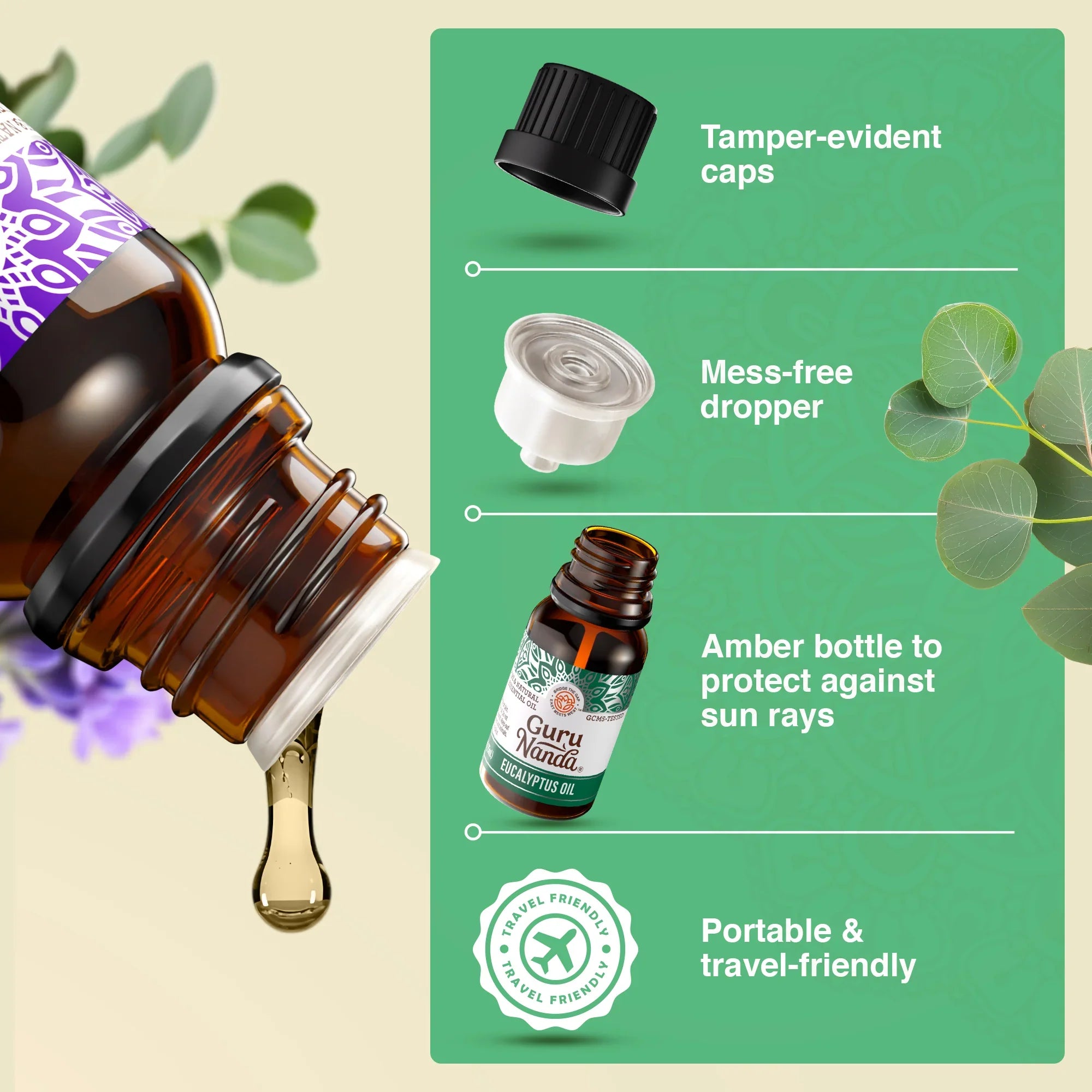 Lavender, Eucalyptus & Orange Essential Oils – Set of 4, 15 ml Each