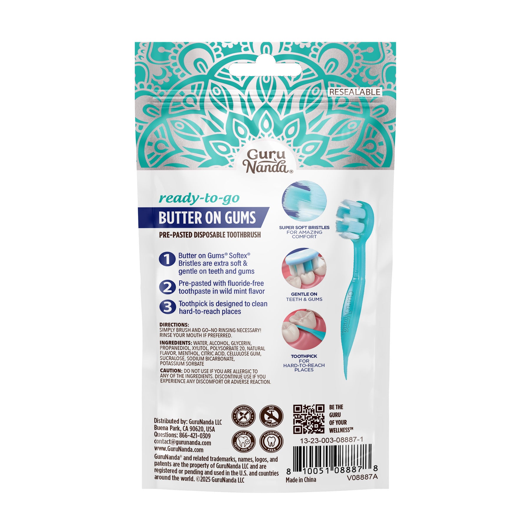 Ready-to-Go Butter on Gums Pre-Pasted Toothbrushes - 3 Count