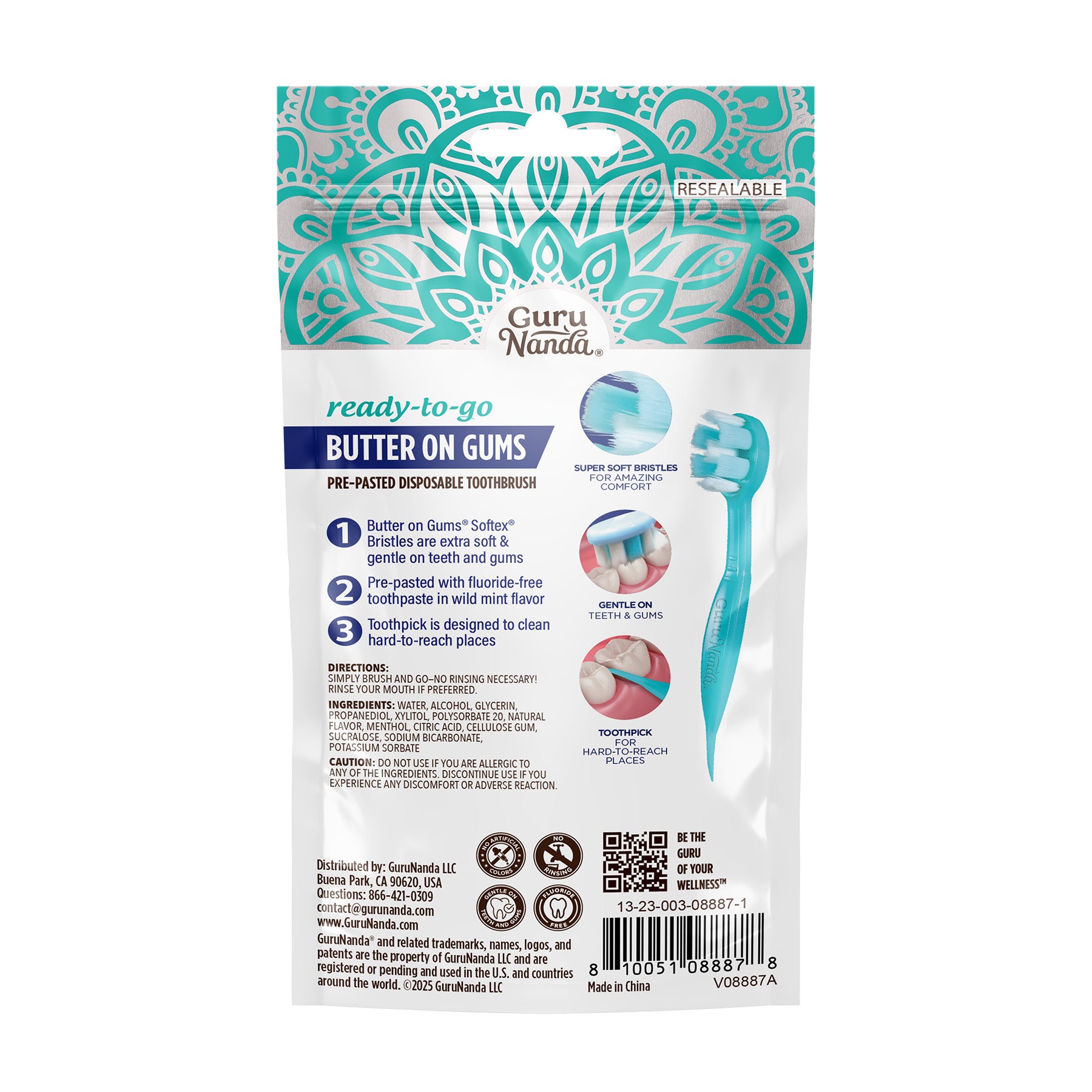 Ready-to-Go Butter on Gums Pre-Pasted Toothbrushes - 3 Count