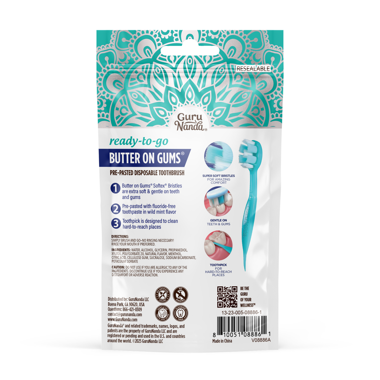 Ready-to-Go Butter on Gums Pre-Pasted Toothbrushes - 5 Count