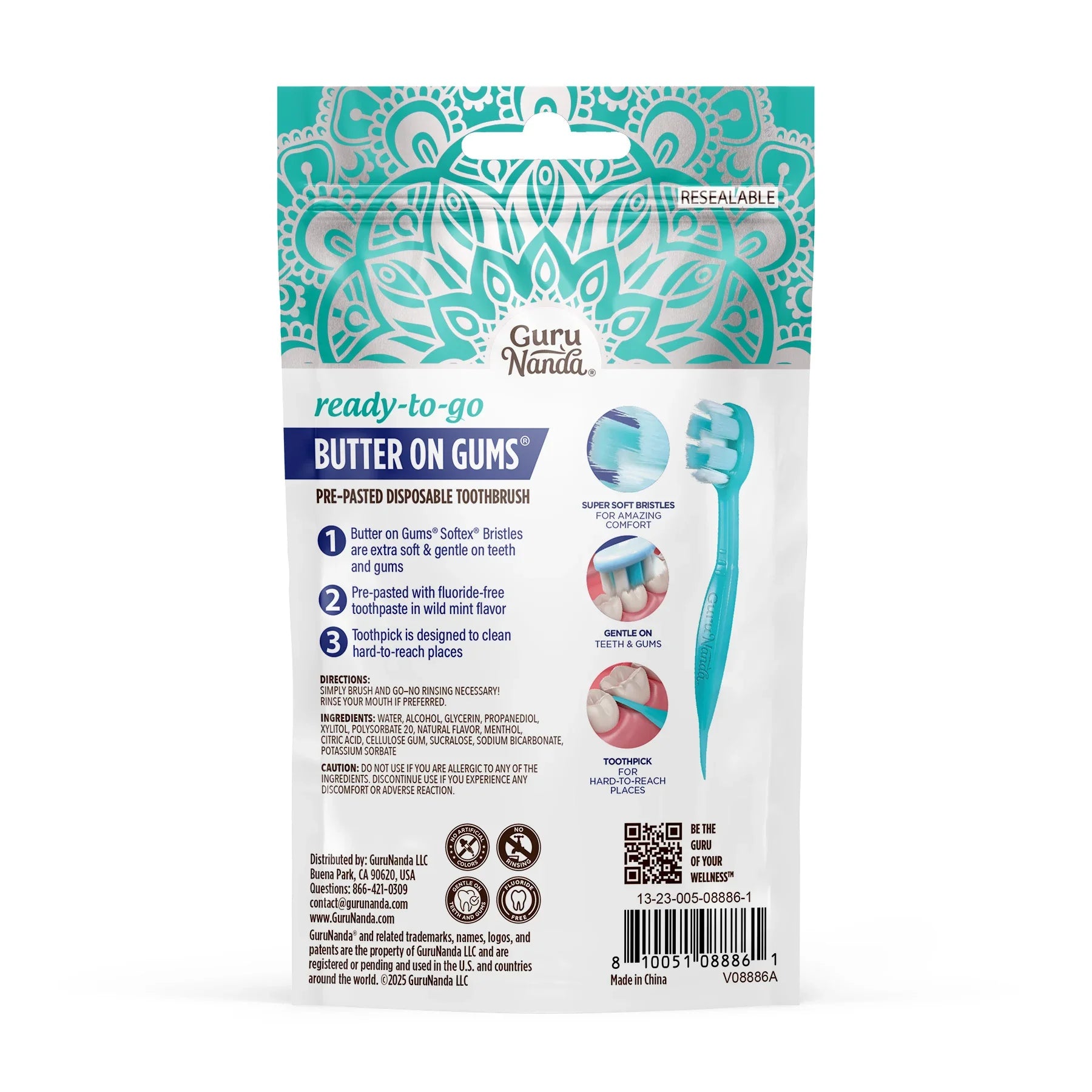 Ready-to-Go Butter on Gums Pre-Pasted Toothbrushes - 5 Count