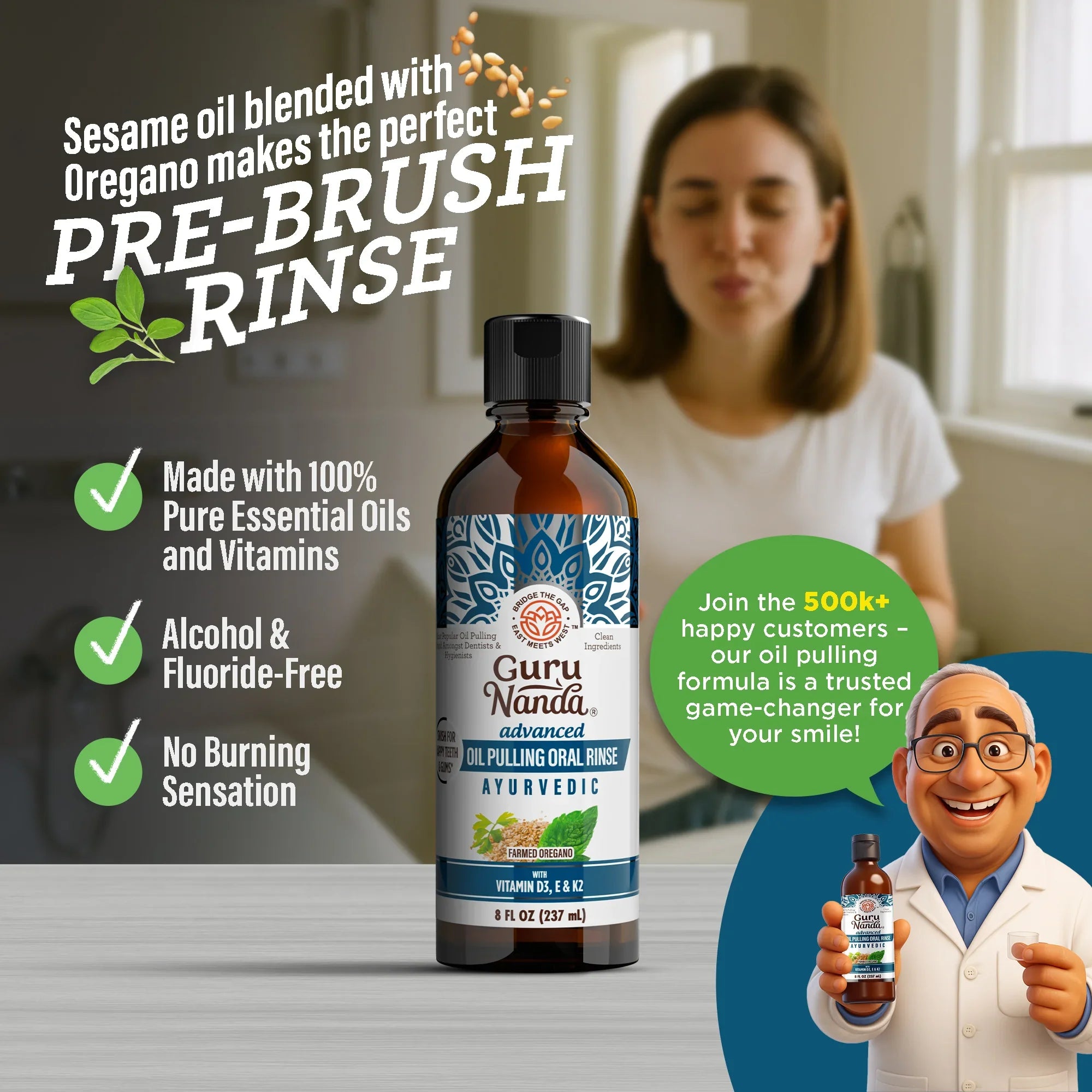 Oil Pulling Avanzado con Sésamo y Orégano – 8 fl. oz.