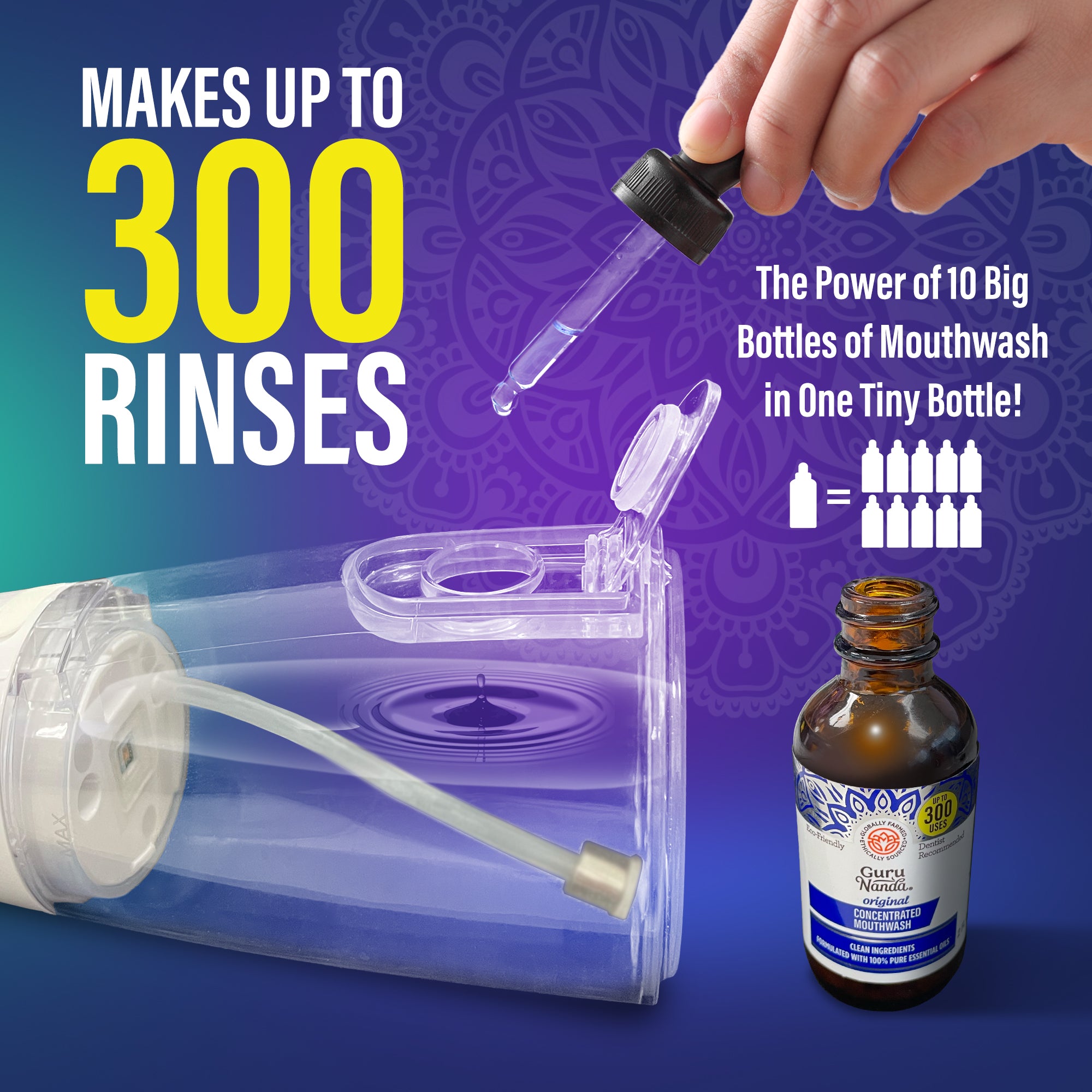 Irrigador bucal avanzado (con luz ultravioleta) + enjuague bucal concentrado