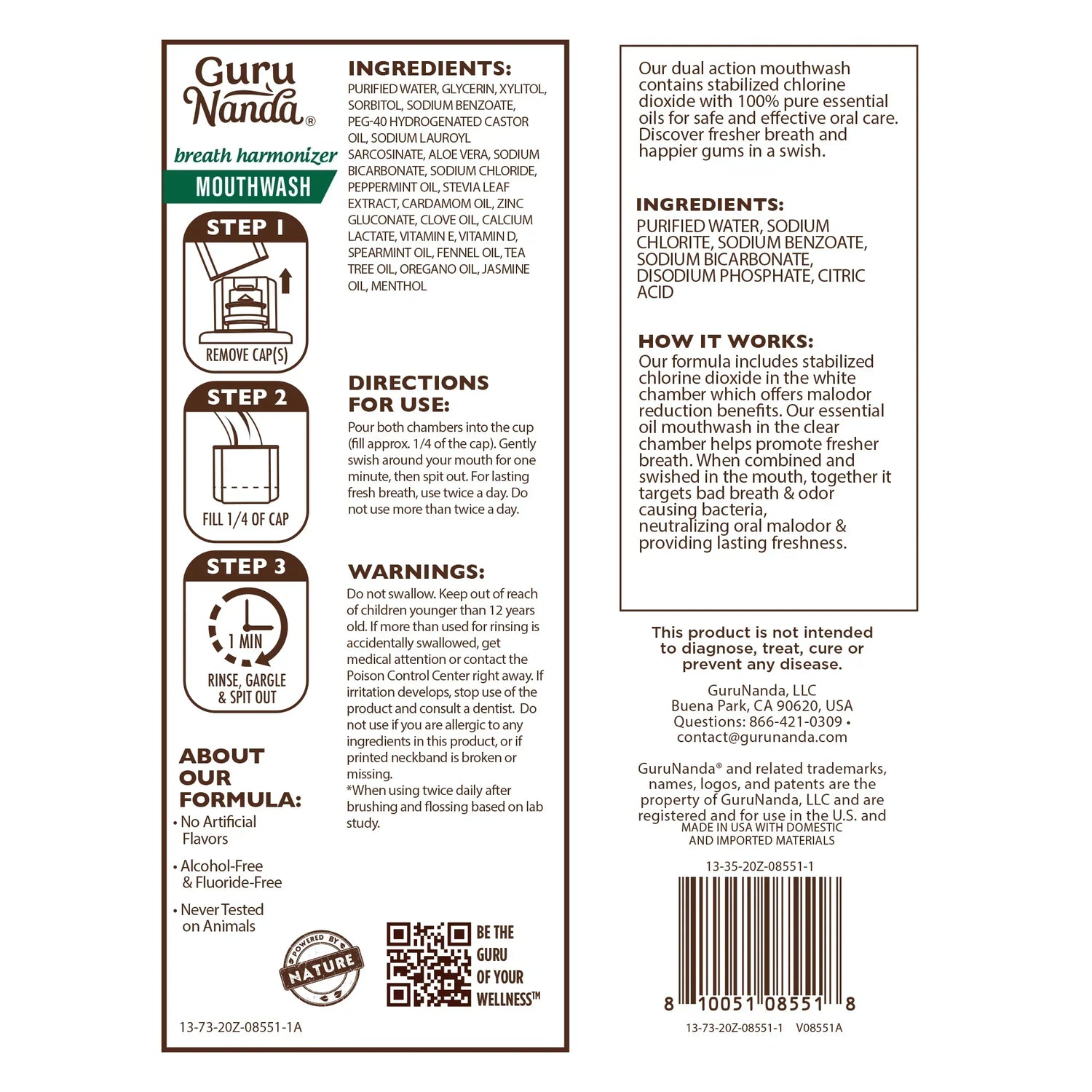 Enjuague bucal armonizador del aliento de doble barril - Menta silvestre - 20 oz