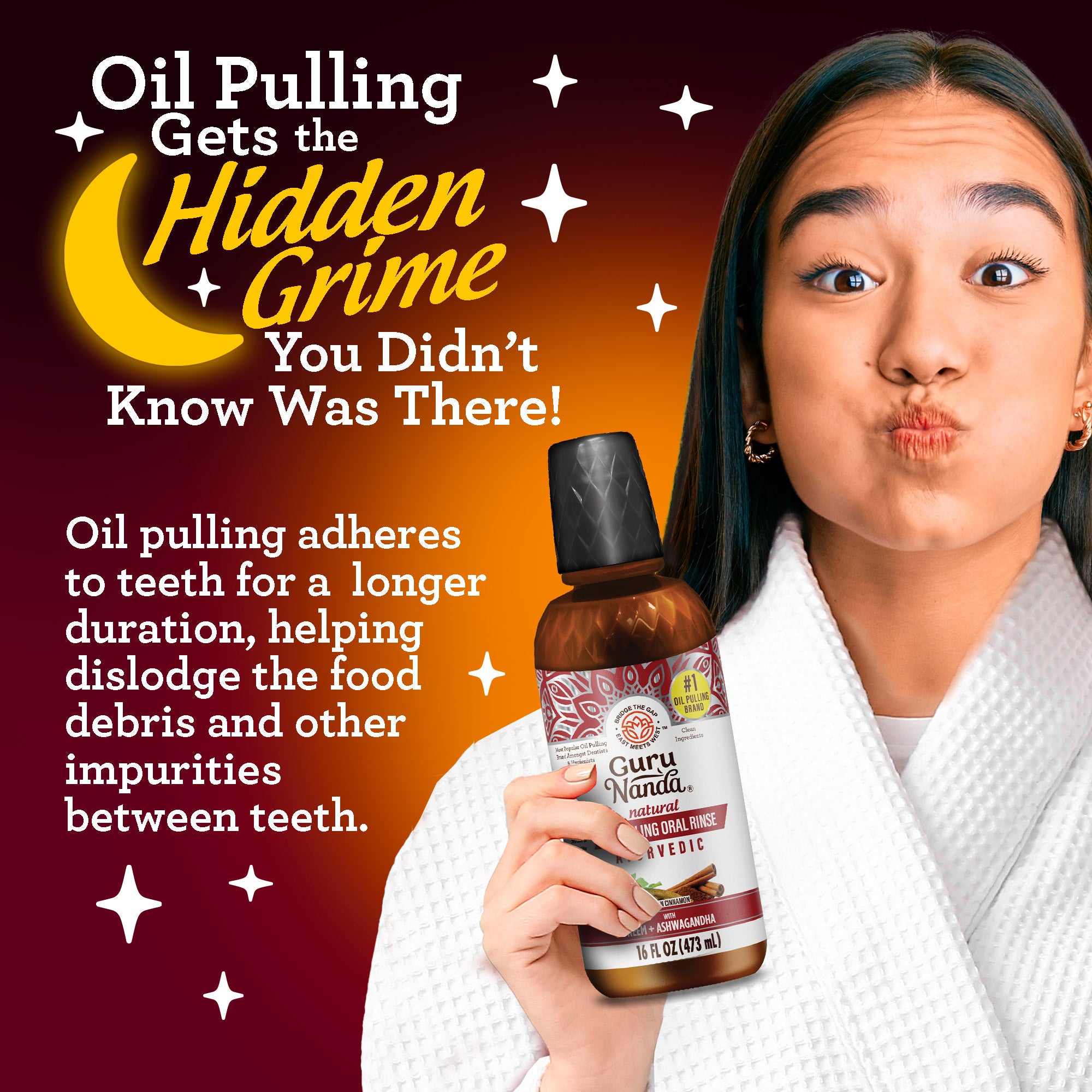 Refill Size - Coconut & Cinnamon Oil Pulling Flavor + Neem & Ashwagandha - 16oz