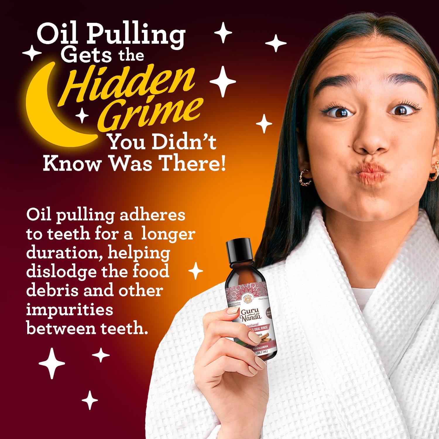 Tamaño de viaje - Aceite de coco y canela para enjuagar + Neem y ashwagandha - 3 oz