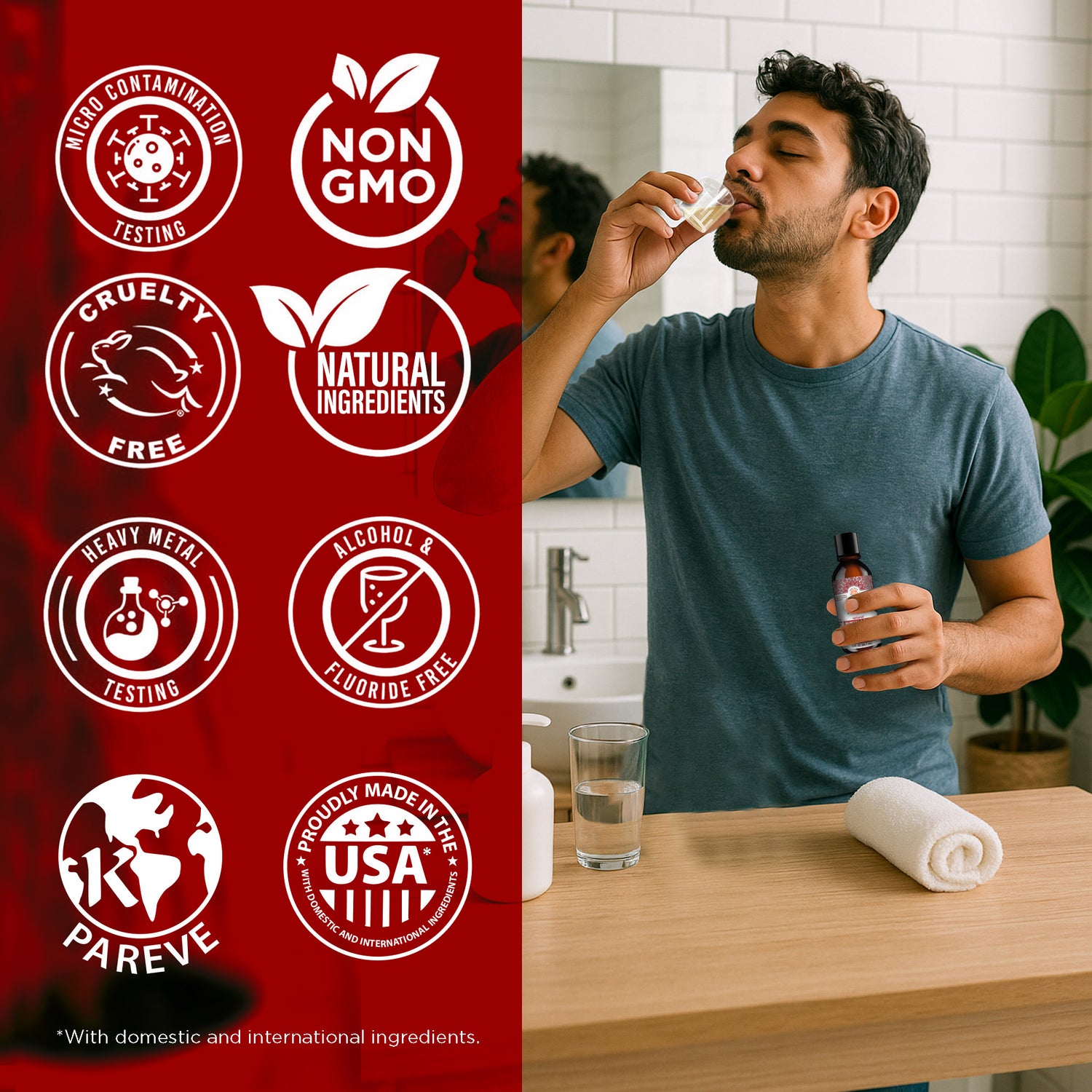 Tamaño de viaje - Aceite de coco y canela para enjuagar + Neem y ashwagandha - 3 oz