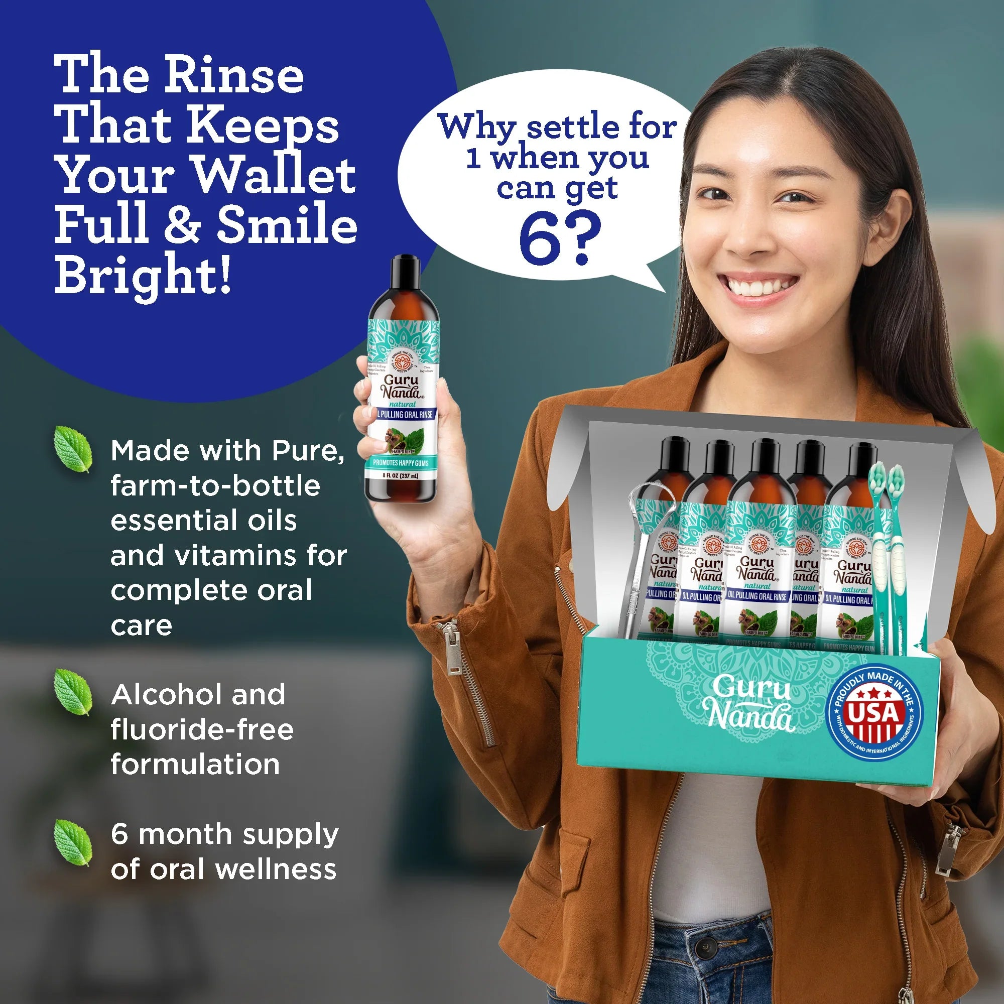 Huile de massage à la noix de coco et à la menthe, aux huiles essentielles et aux vitamines (1 paquet)