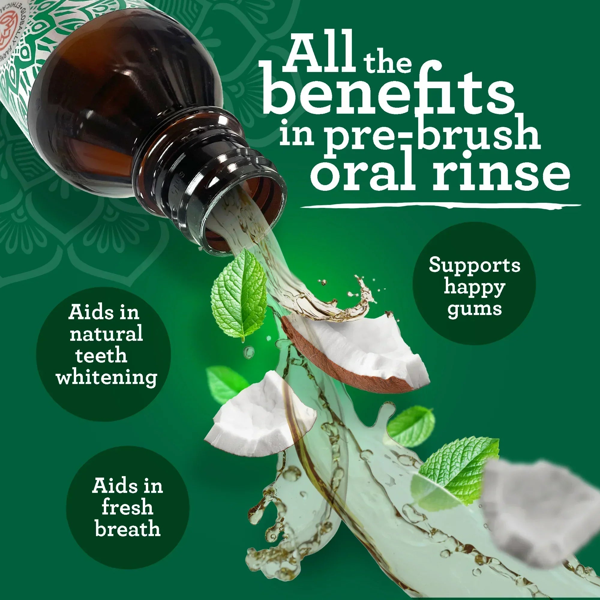 Enjuague bucal con aceite de coco y menta – 8 fl. oz.