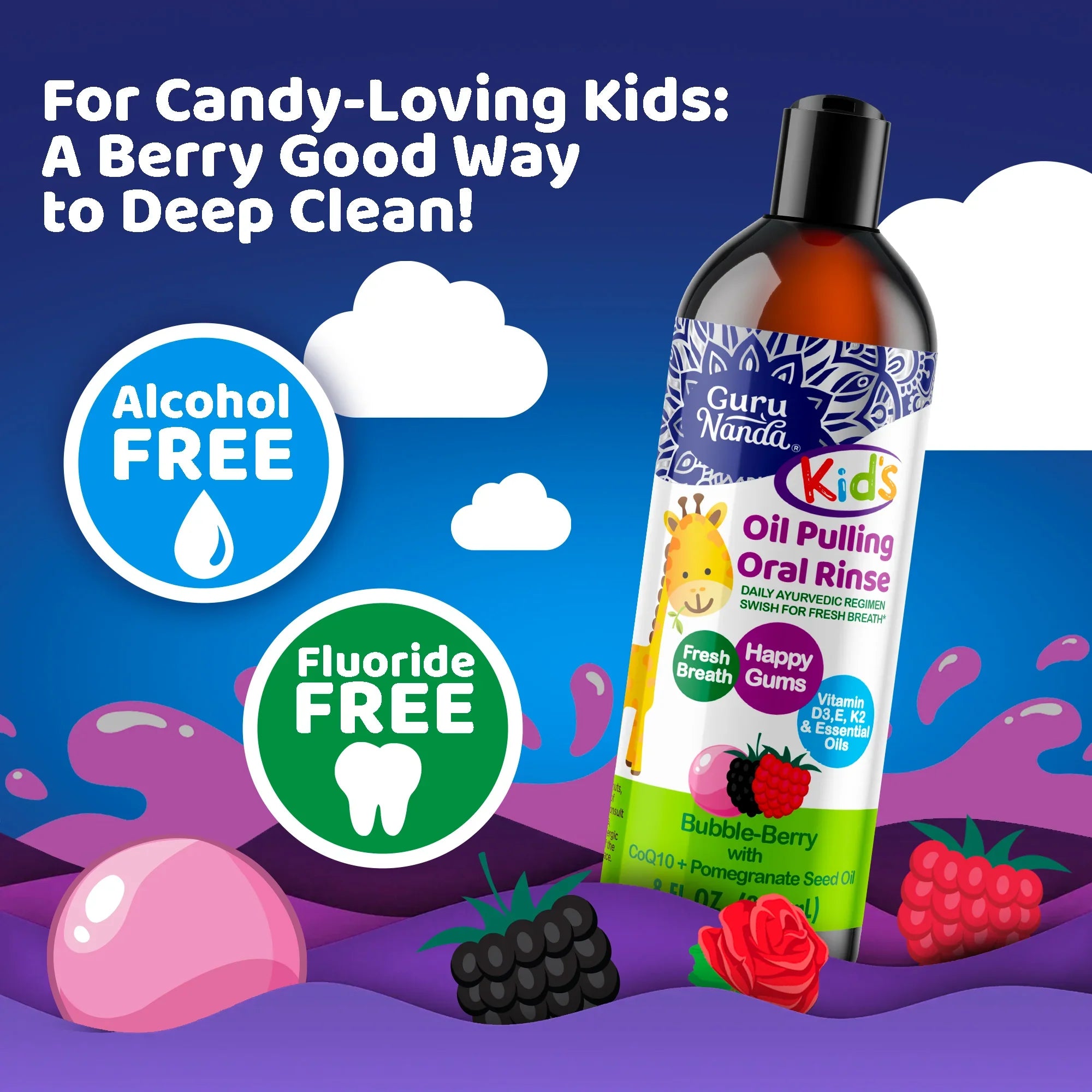 Kids Oil Pulling with Bubble Berry & CoQ10 – 8 fl oz