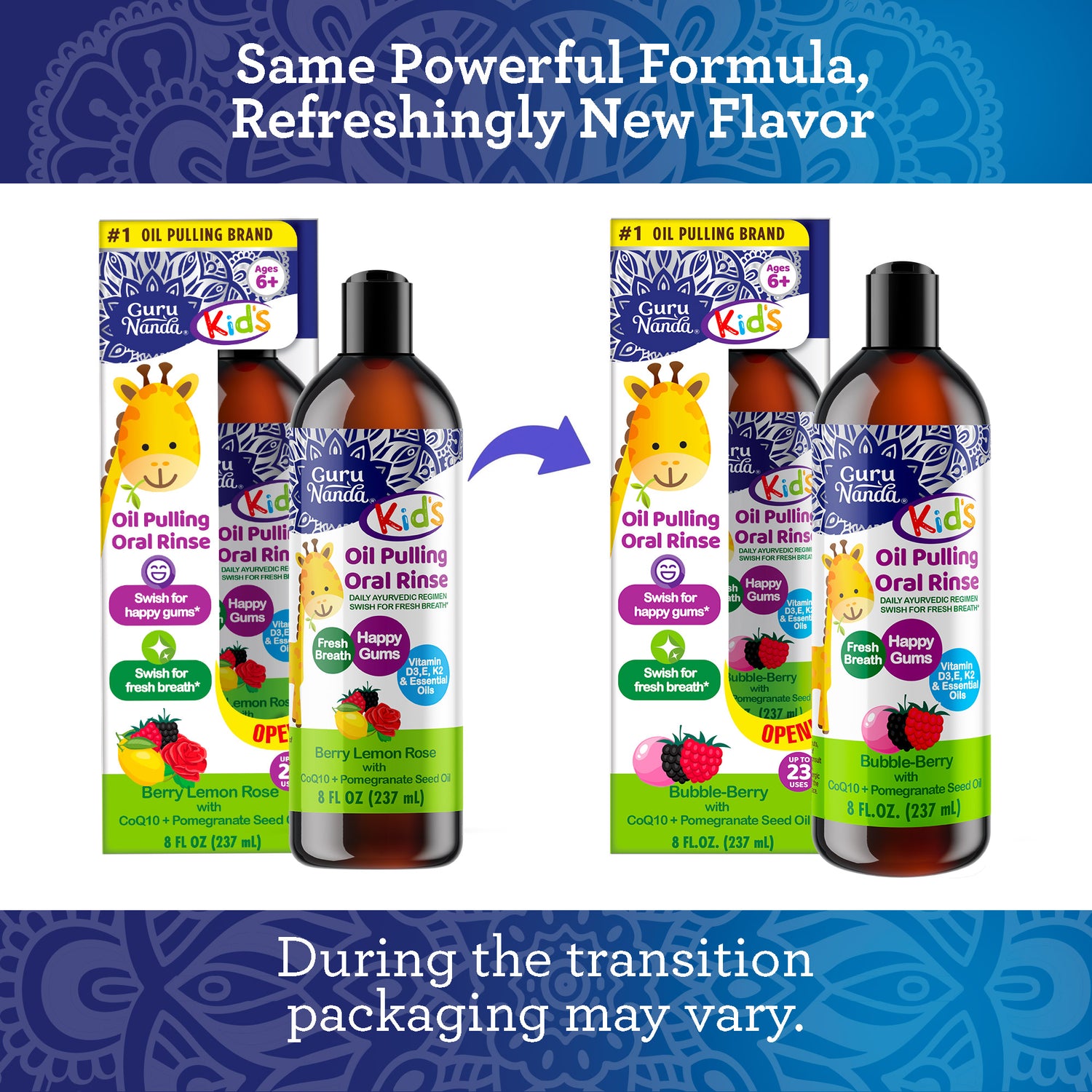 Kids Oil Pulling- Berry Lemon Rose Flavor - 8 oz