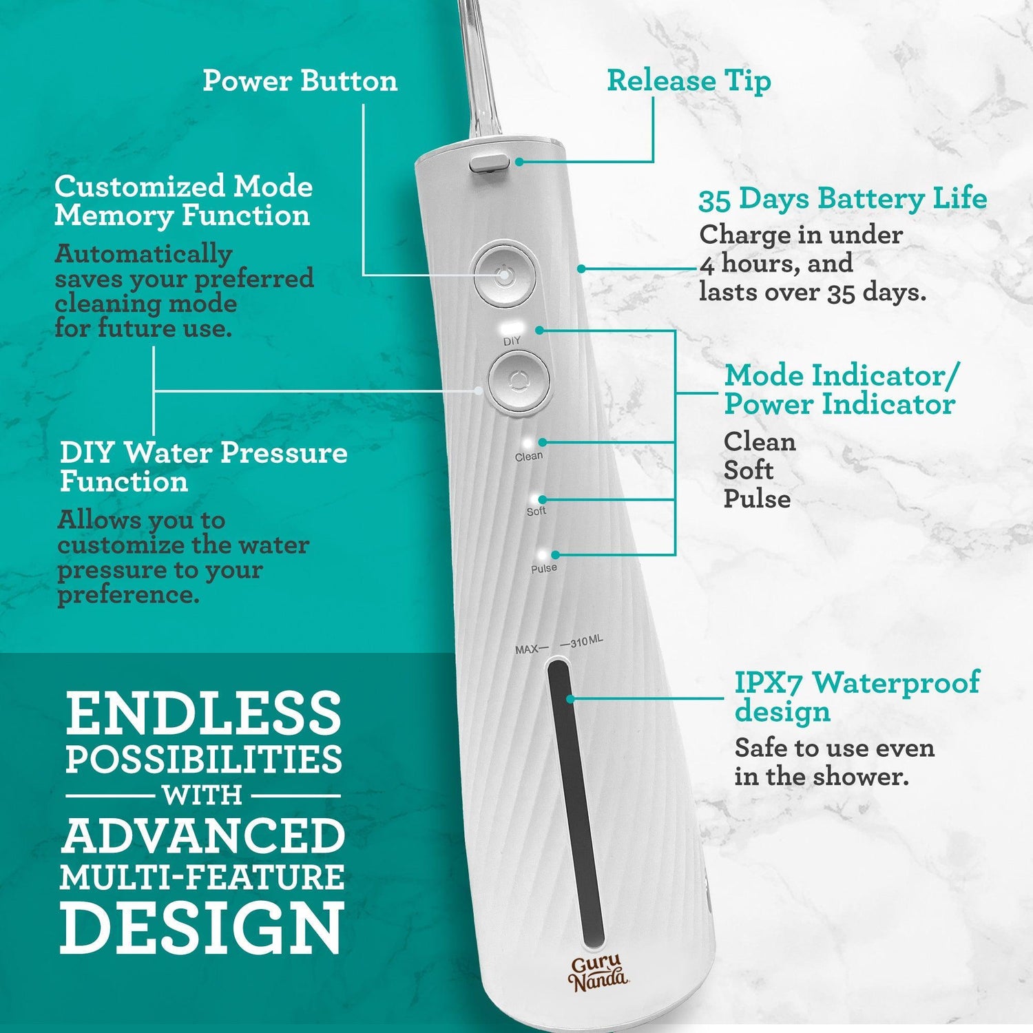 Lion & Lamb 2.0 Portable Sonic Toothbrush & Water Flosser - White