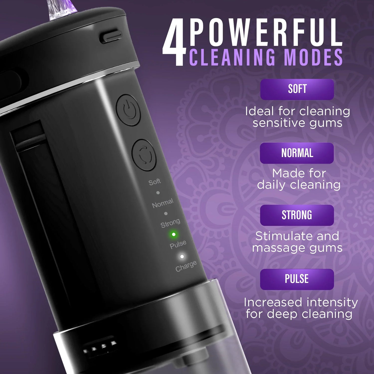 Compact Dental Water Flosser (180 ml) - Black