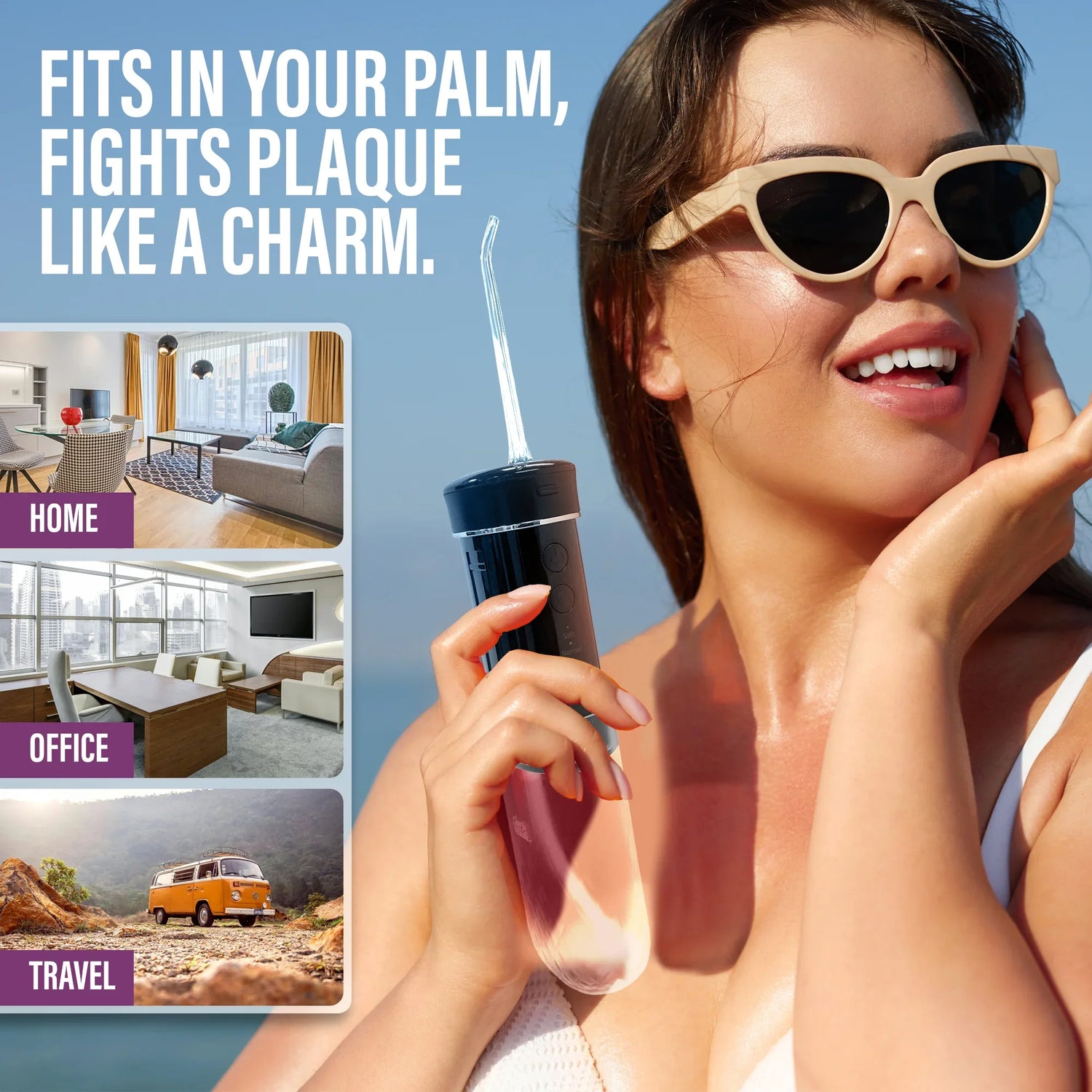 Compact Dental Water Flosser (180 ml) - Black