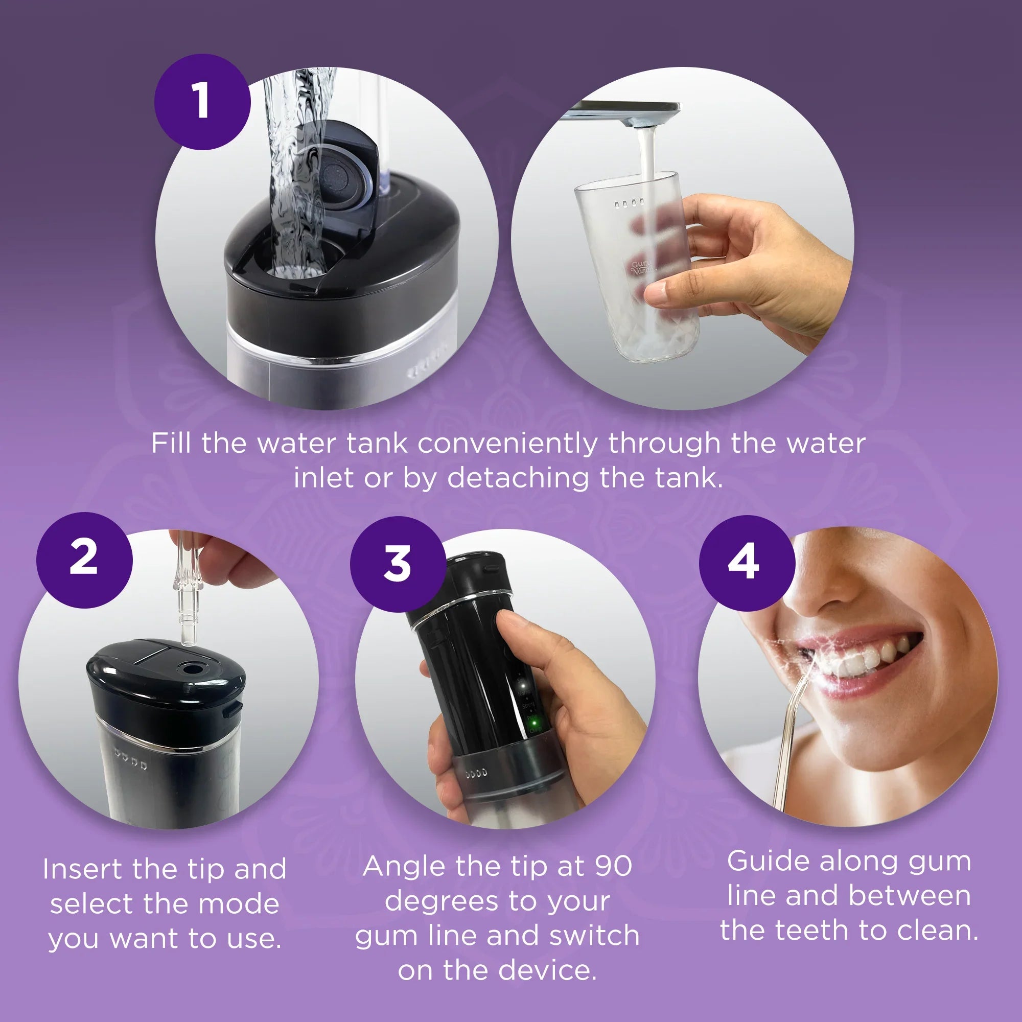 Hydropulseur dentaire compact (180 ml) - Noir