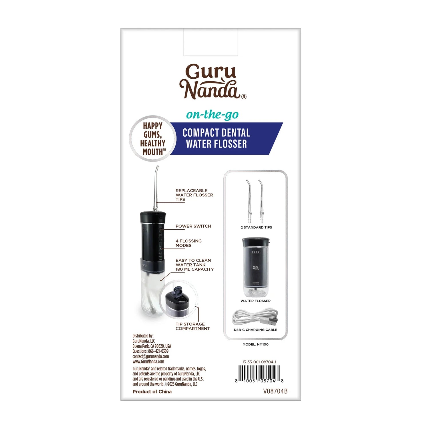 Compact Dental Water Flosser (180 ml) - Black